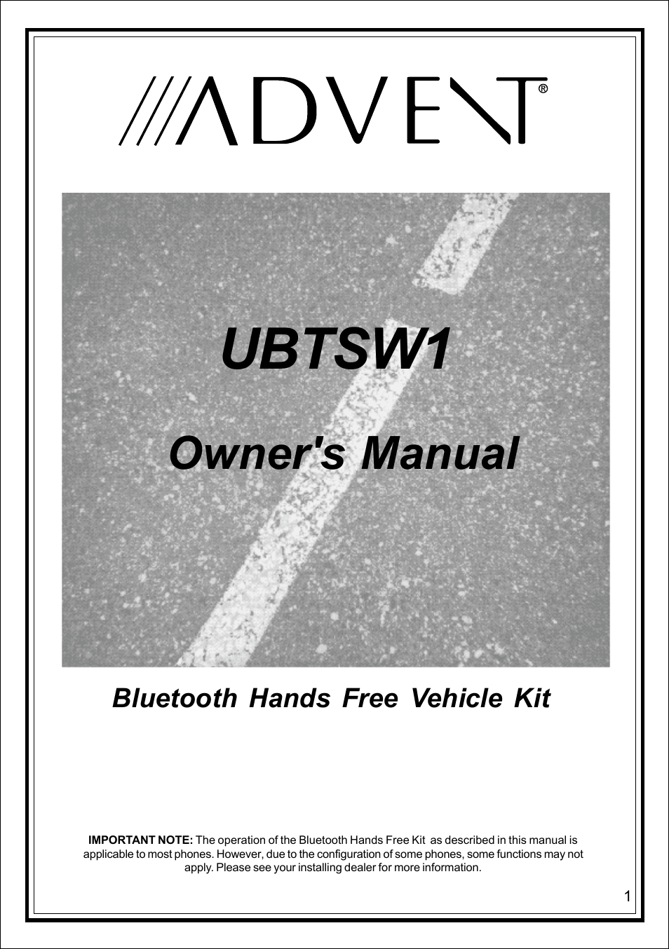 Advent UBTSW1 User Manual | 8 pages