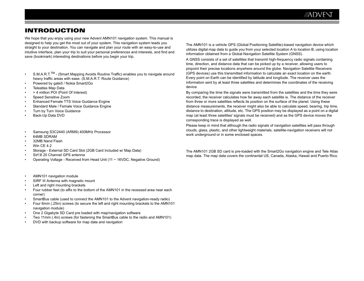 Amn101 introduction | Advent AMN101 User Manual | Page 5 / 26