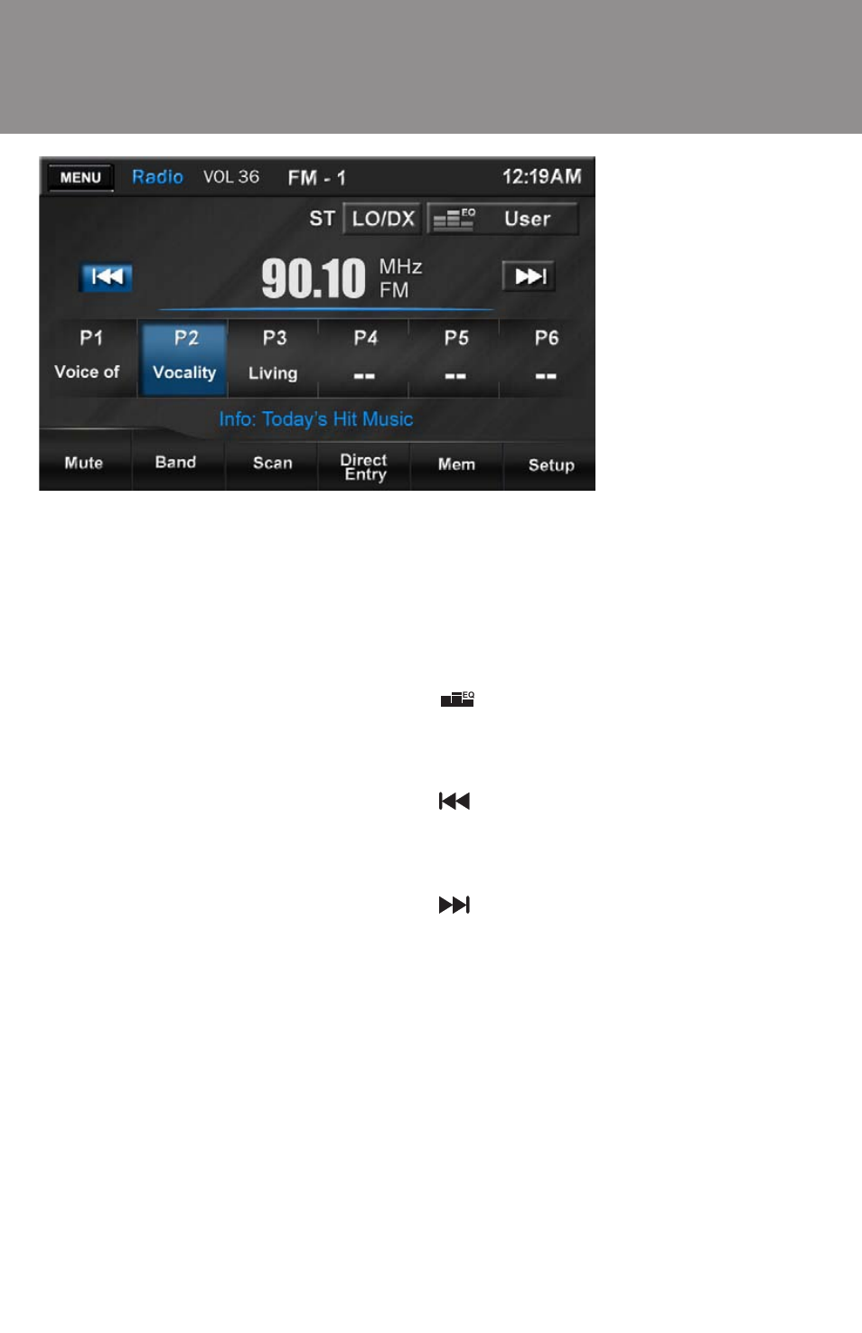 Am/fm radio, Radio menu | Advent ADVUV630 User Manual | Page 9 / 42