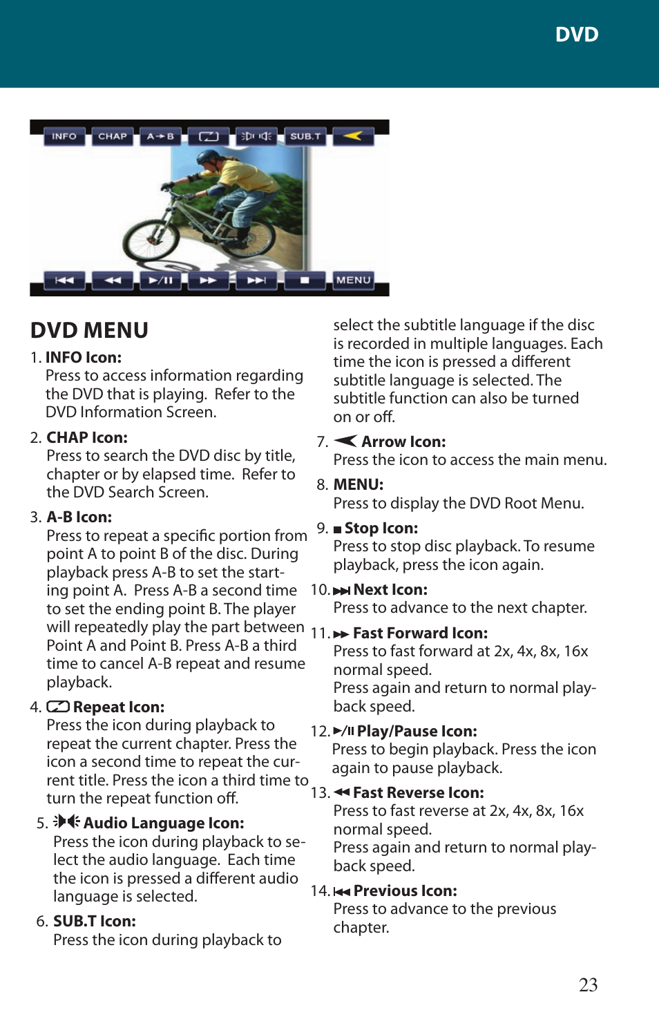 Dvd menu | Advent TOCLJ-OE100 User Manual | Page 23 / 64