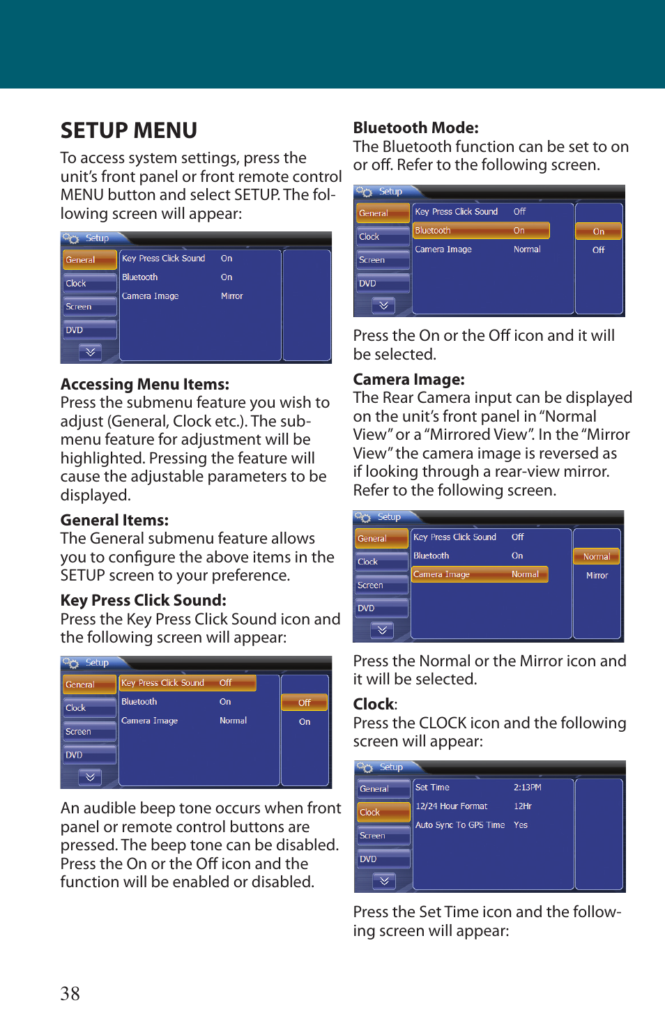Setup menu | Advent TOCLJ-OE100 User Manual | Page 38 / 64
