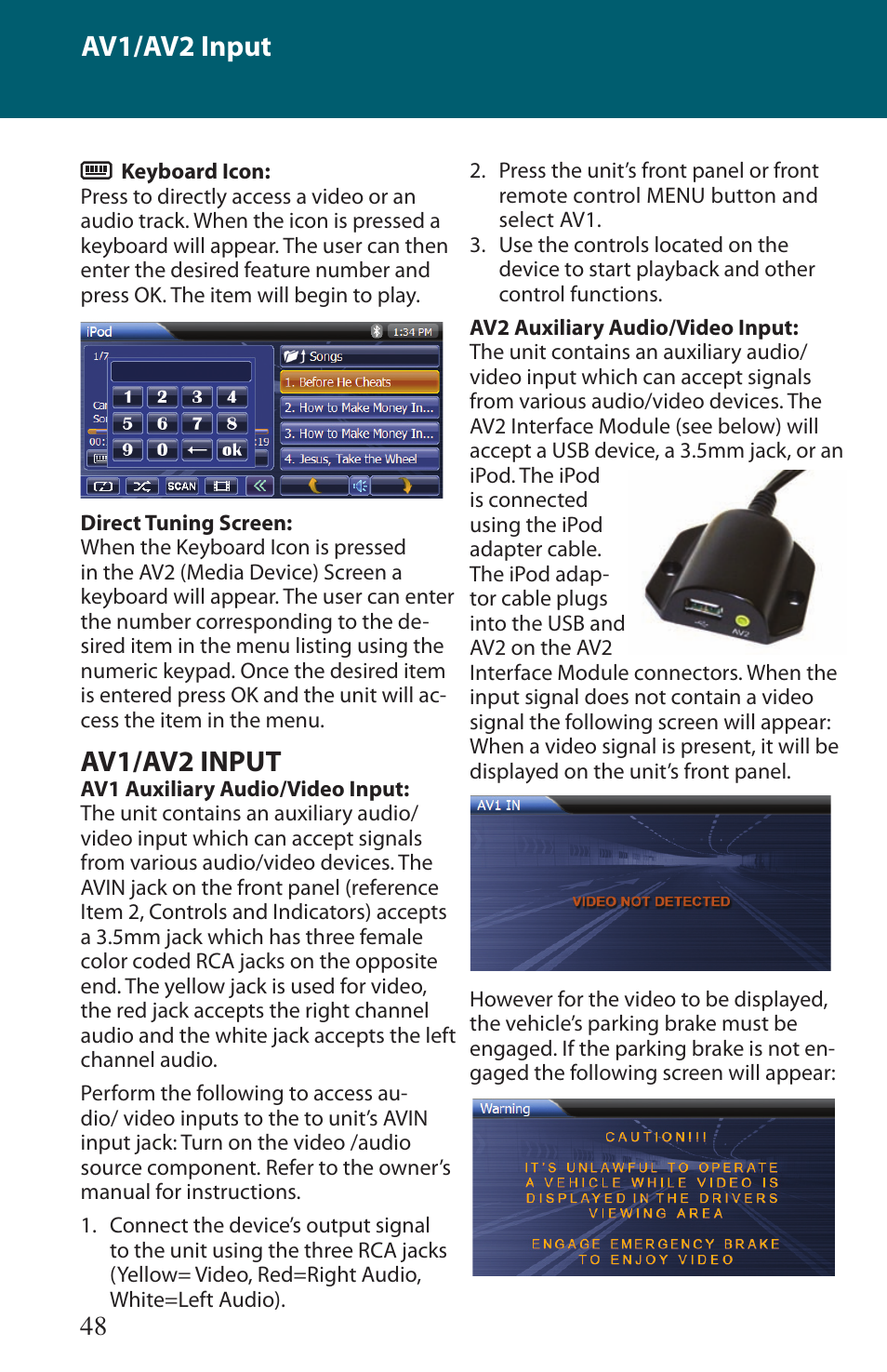 Av1/av2 input | Advent TOCLJ-OE100 User Manual | Page 48 / 64