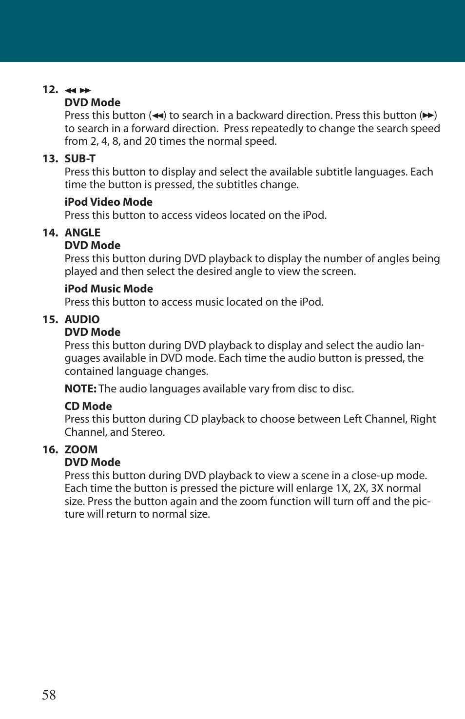 Advent TOCLJ-OE100 User Manual | Page 58 / 64
