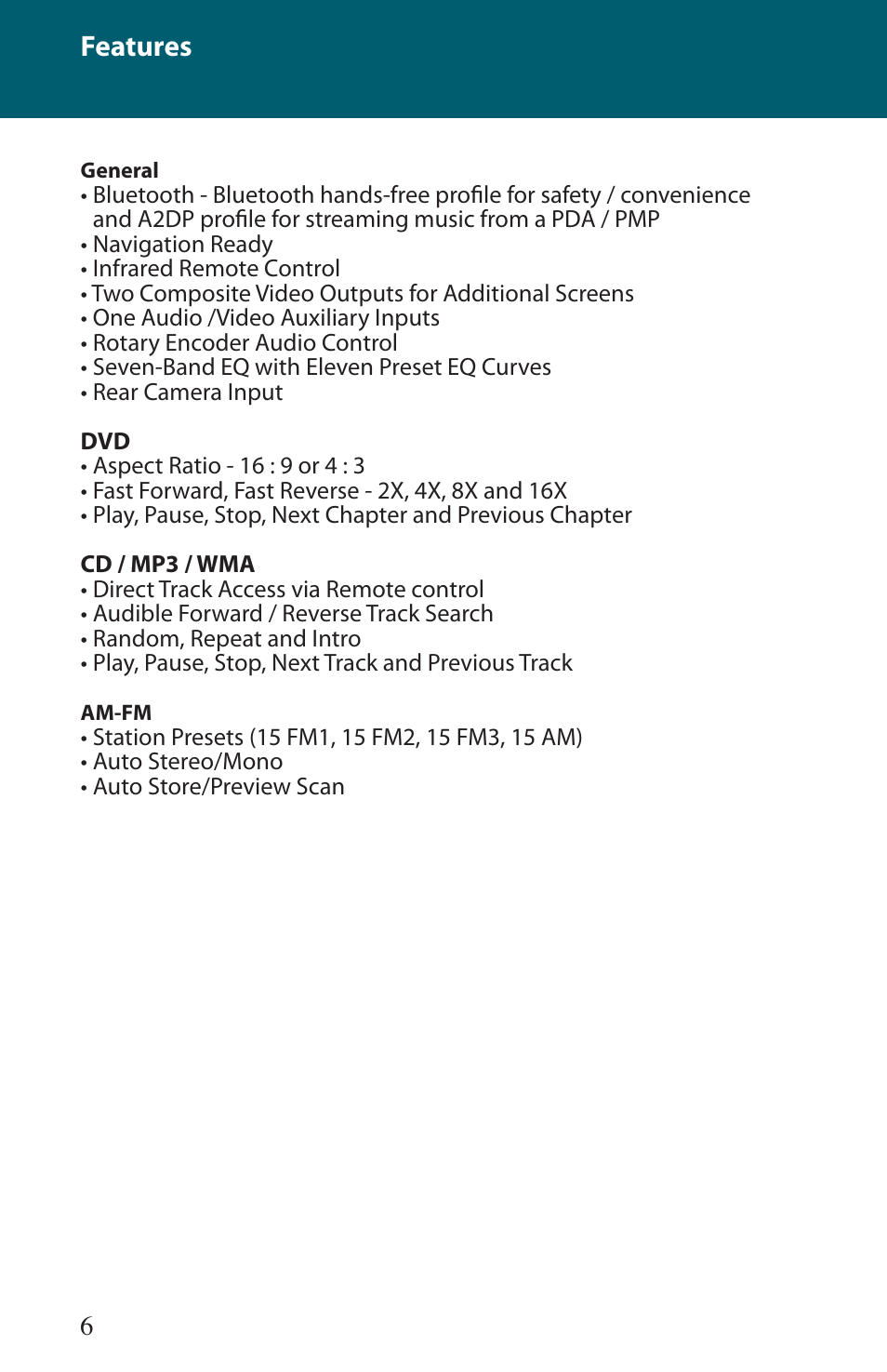 Features | Advent TOCLJ-OE100 User Manual | Page 6 / 64