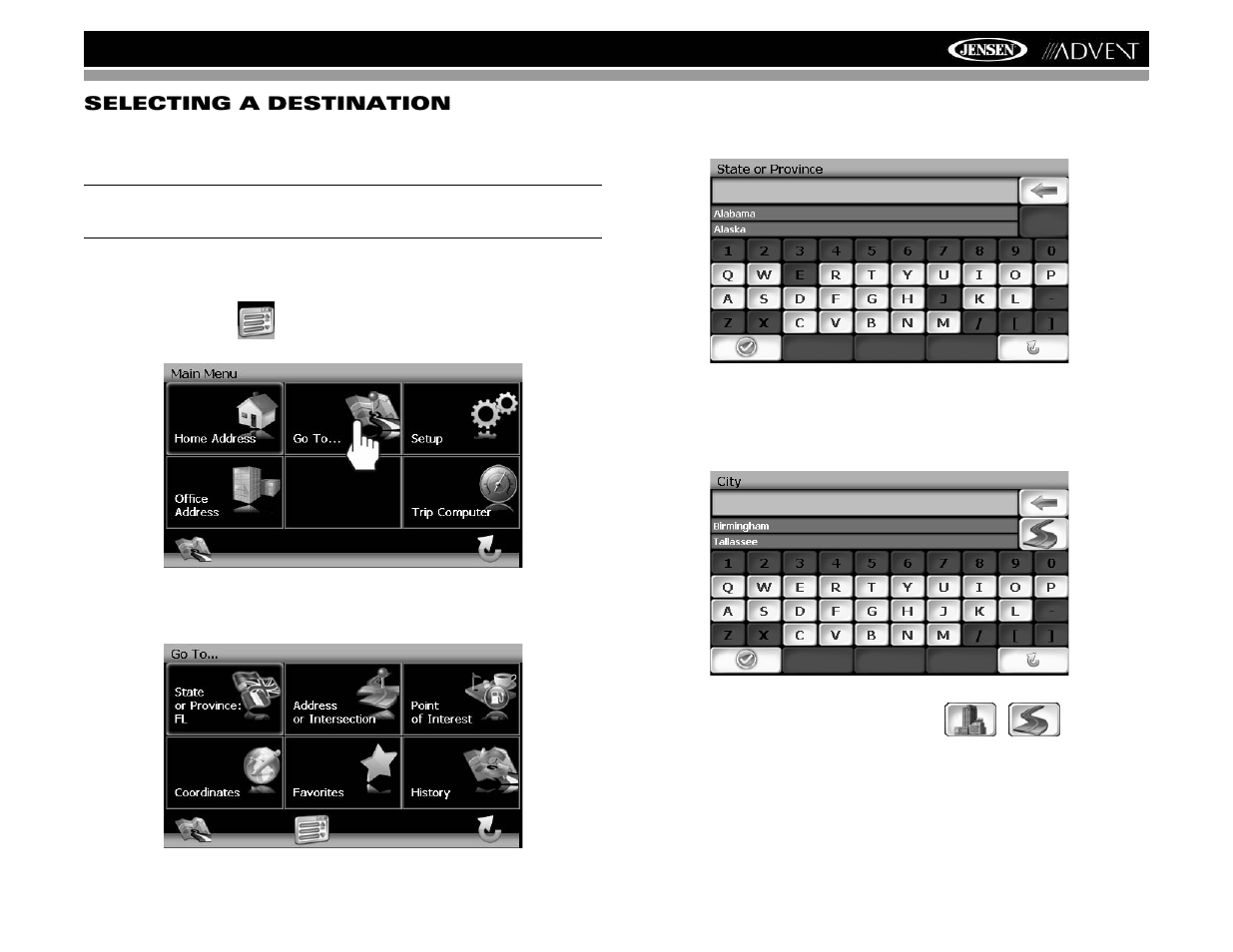 Nav102 with navmate selecting a destination | Advent NAV102 User Manual | Page 11 / 92