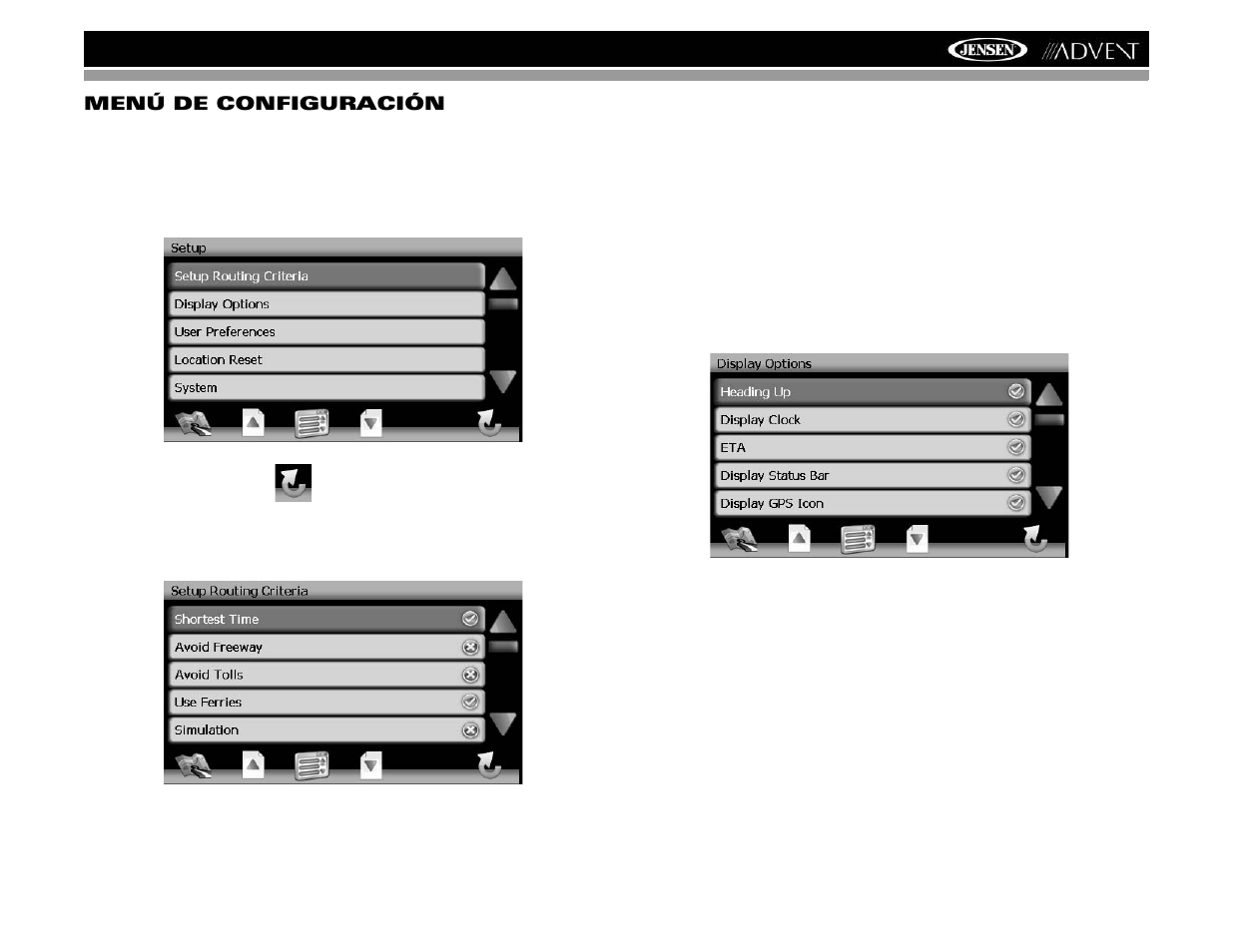 Nav102 con navmate menú de configuración | Advent NAV102 User Manual | Page 57 / 92