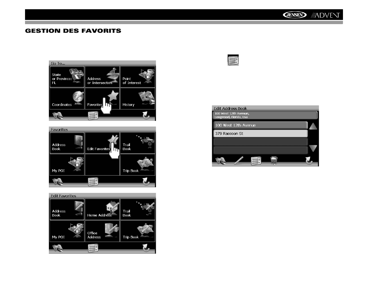 Nav102 avec la navmate gestion des favorits | Advent NAV102 User Manual | Page 79 / 92