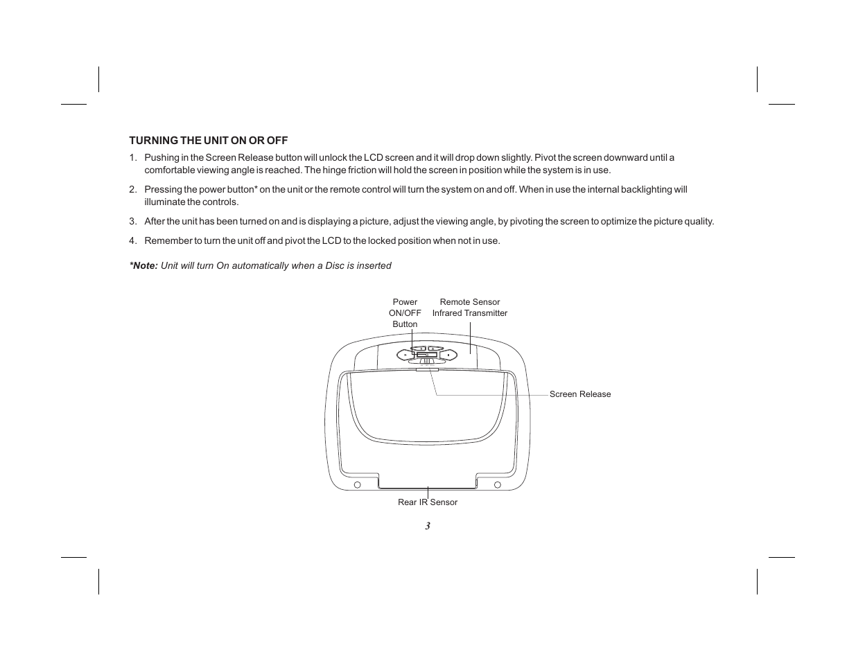 On off auto | Advent VIDEO MOBILE ADV38 User Manual | Page 7 / 32