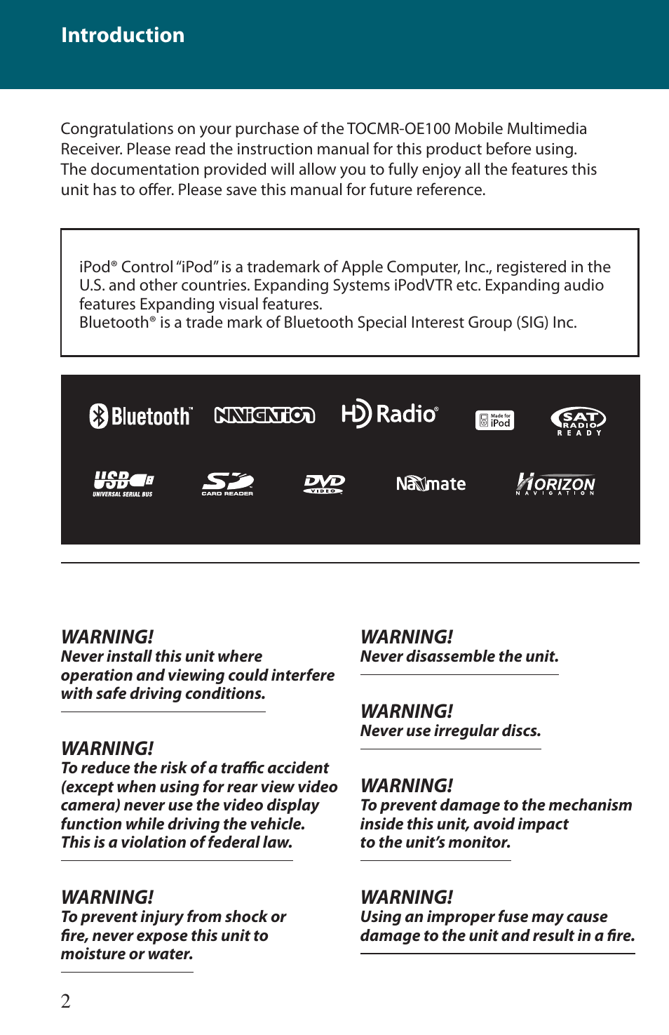 Introduction | Advent TOCMR-OE100 User Manual | Page 2 / 24