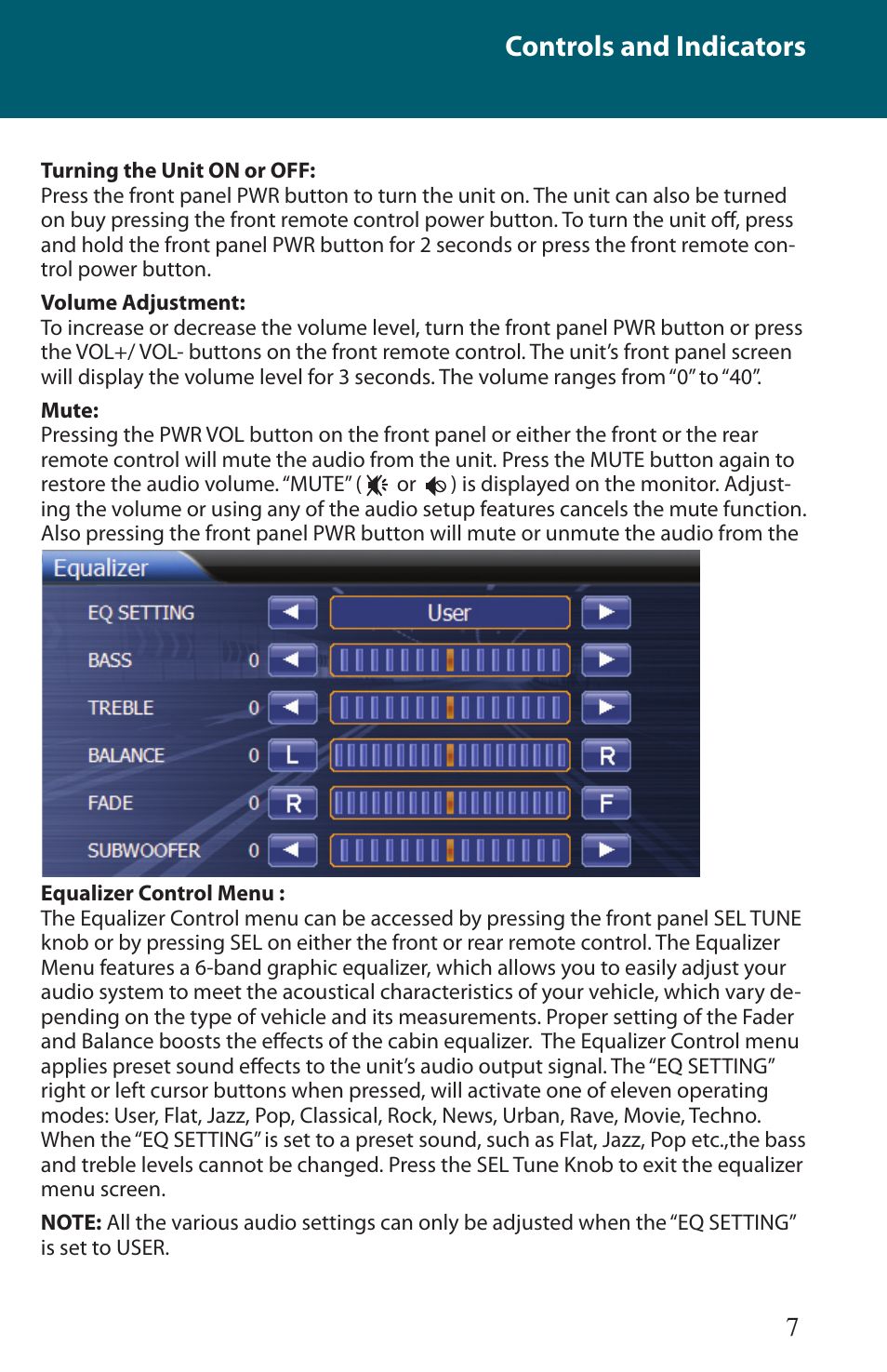 Controls and indicators | Advent TOCMR-OE100 User Manual | Page 7 / 24