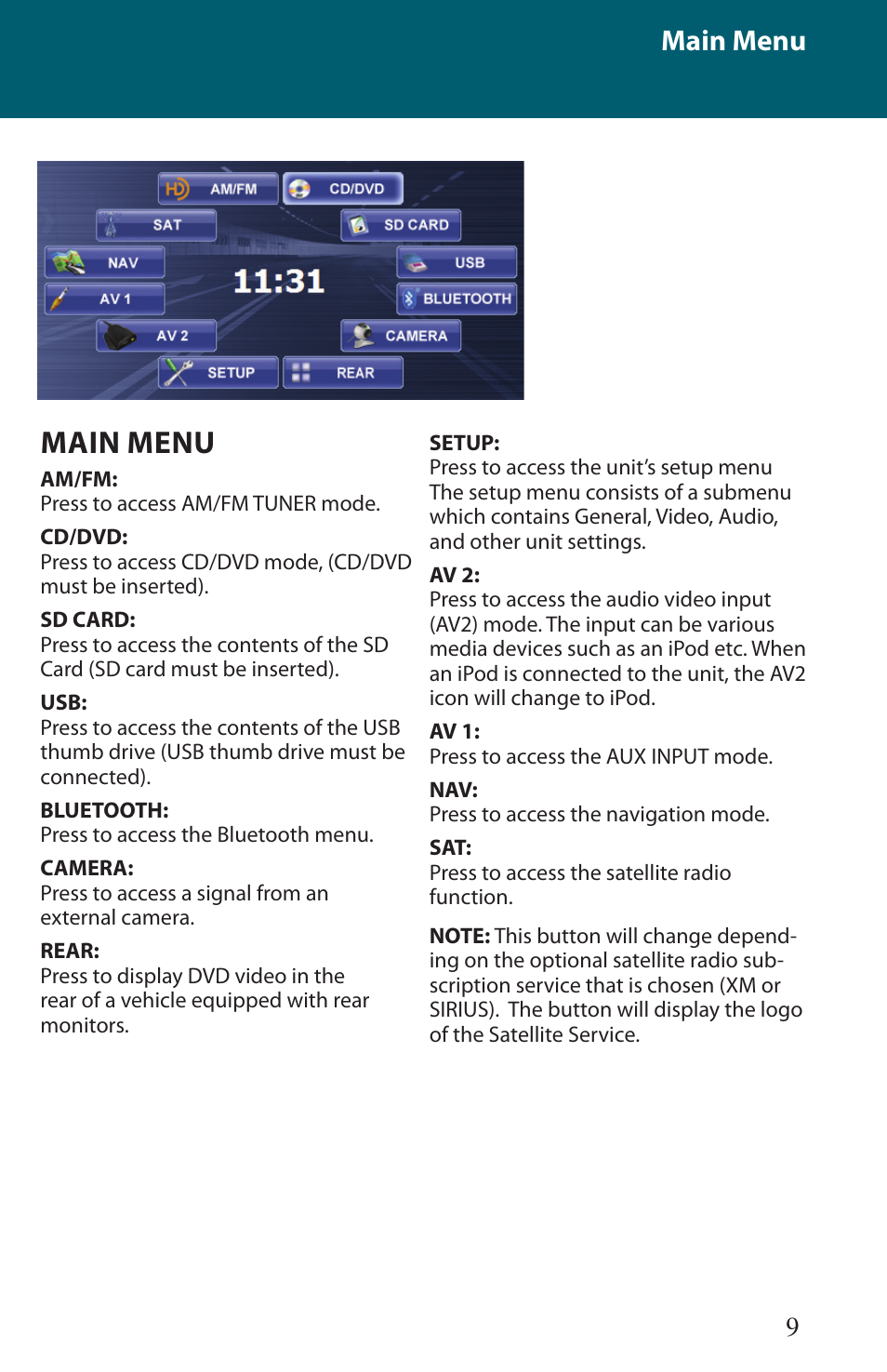 Main menu | Advent TOCMR-OE100 User Manual | Page 9 / 24