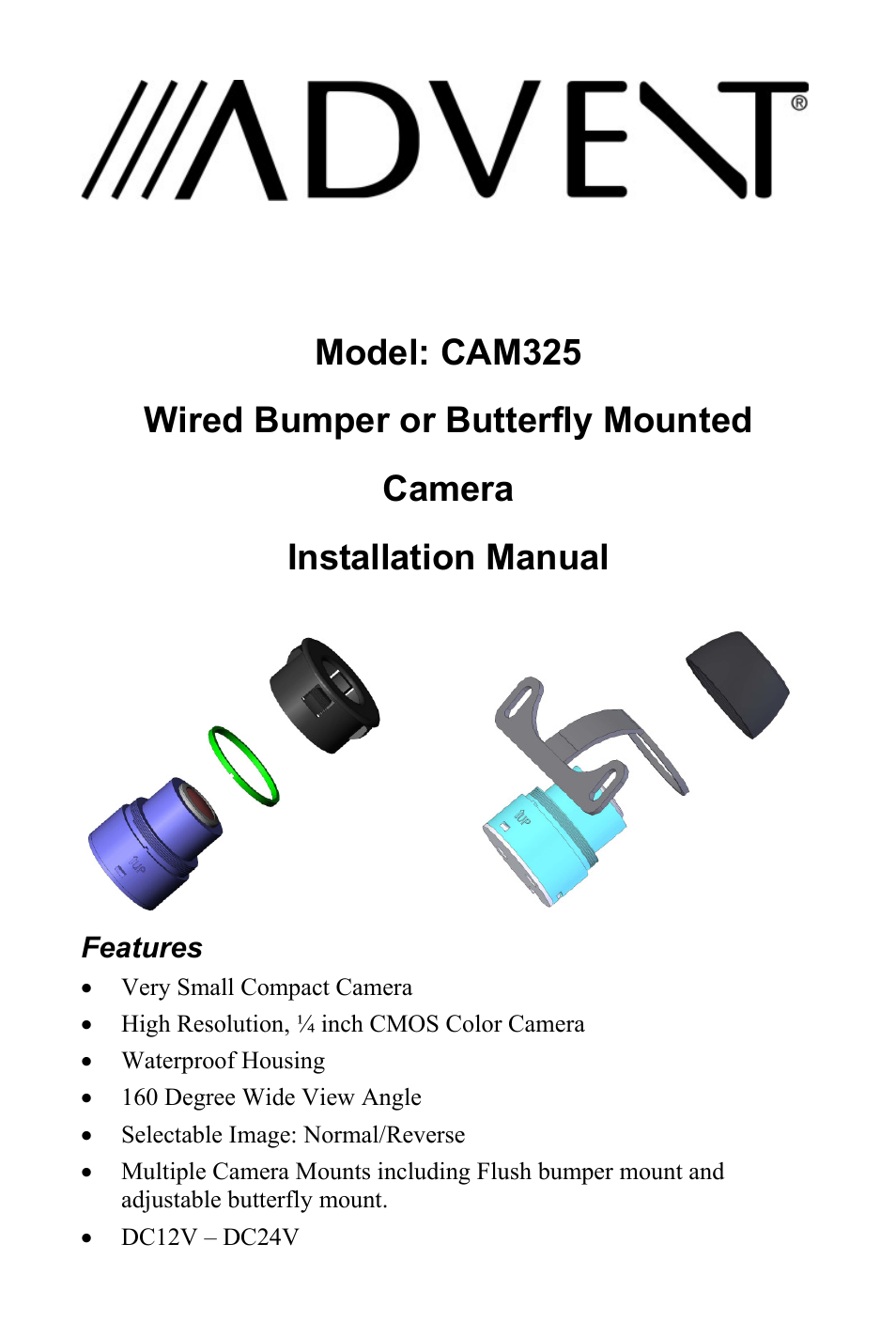 Advent CAM325 User Manual | 11 pages