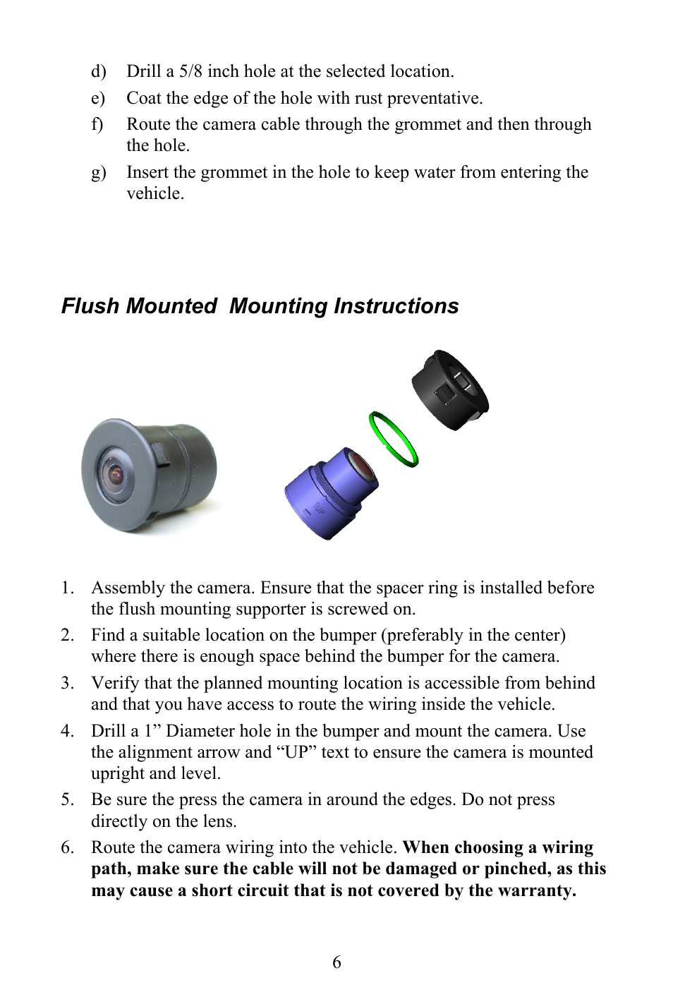 Flush mounted mounting instructions | Advent CAM325 User Manual | Page 6 / 11