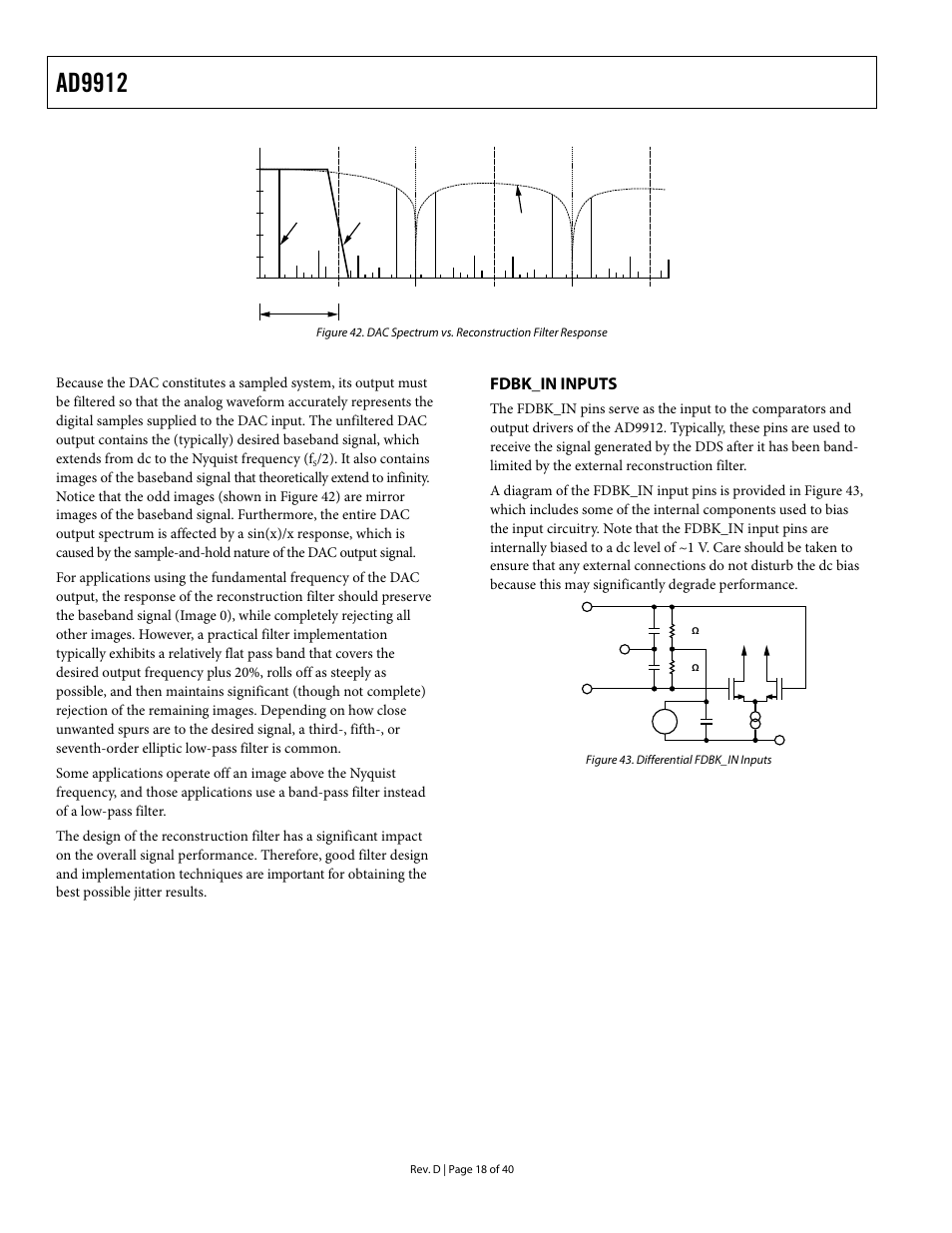 Fdbk_in inputs, E sysclk inputs s, Ad9912 | Analog Devices AD9912 User Manual | Page 18 / 40