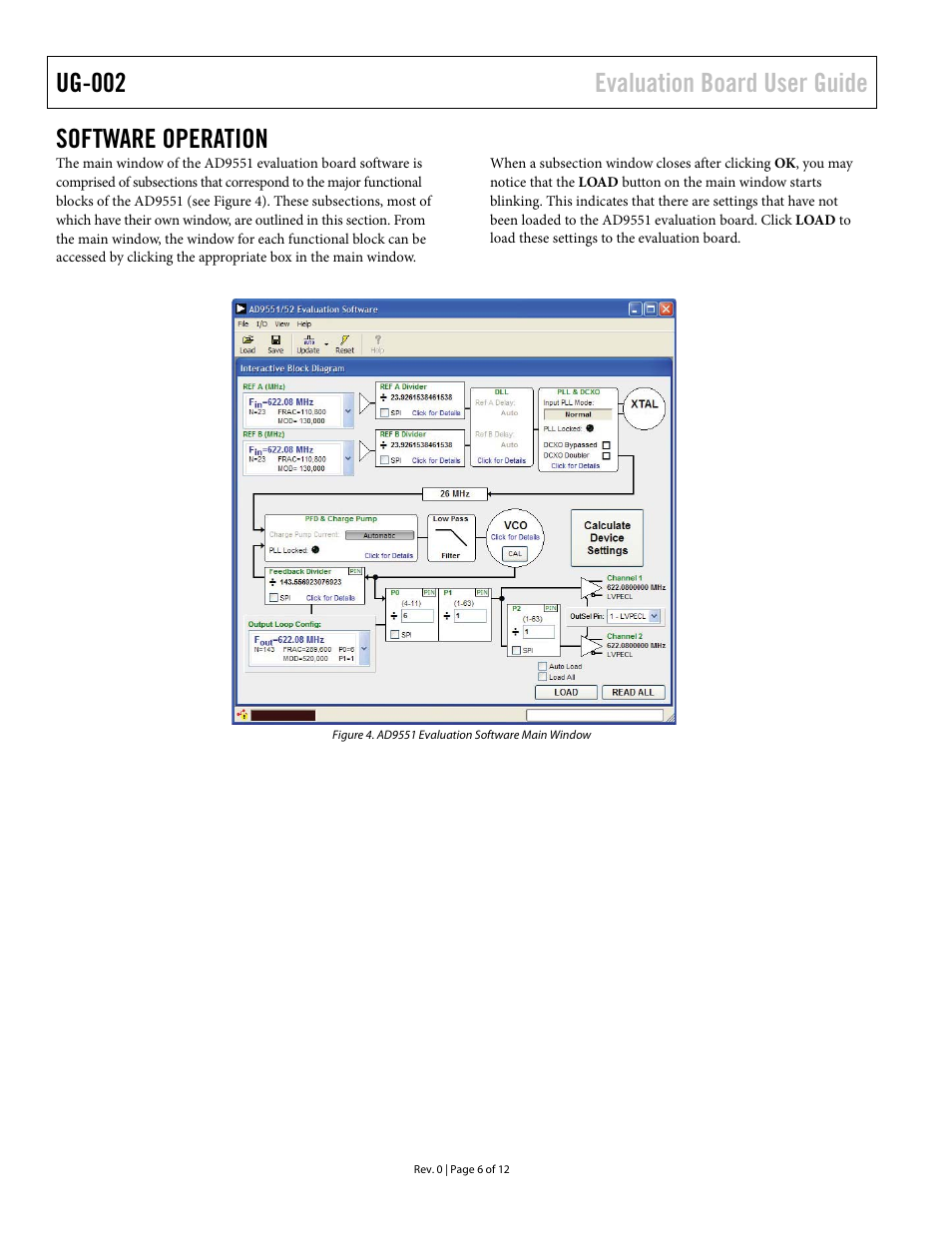 Software operation, E software, Operation | Figure 4, Ug-002 evaluation board user guide | Analog Devices UG-002 User Manual | Page 6 / 12