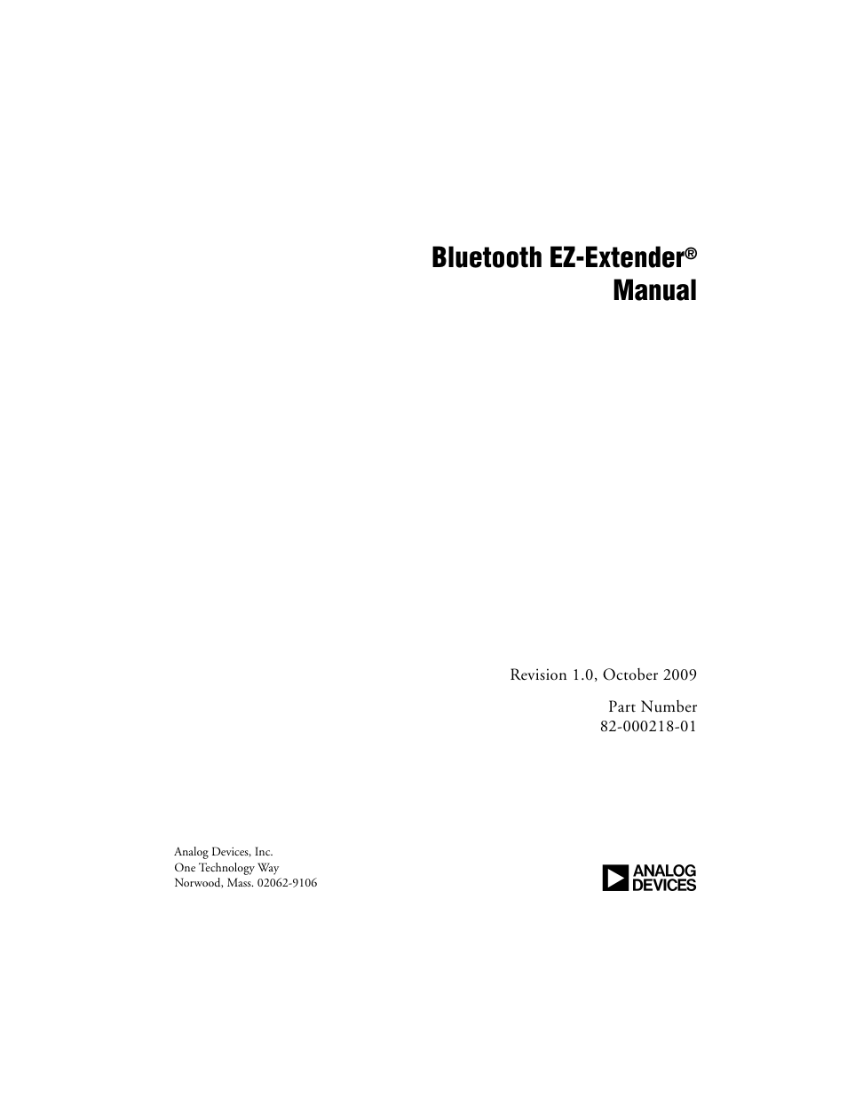 Analog Devices EZ-EXTENDER 82-000218-01 User Manual | 42 pages