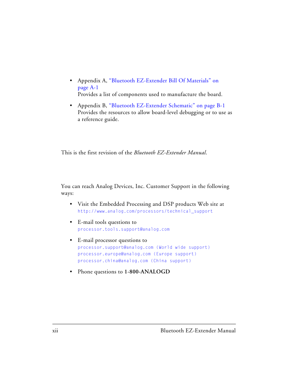 What’s new in this manual, Technical or customer support | Analog Devices EZ-EXTENDER 82-000218-01 User Manual | Page 12 / 42