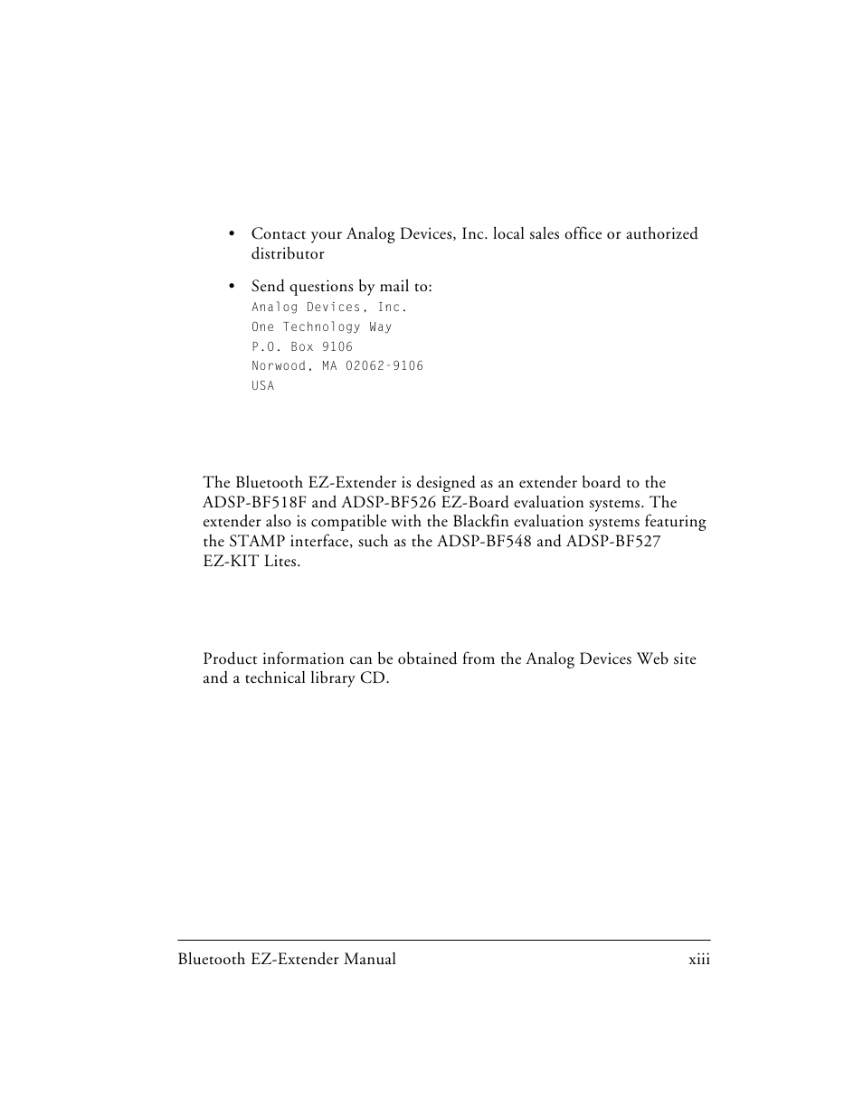 Supported products, Product information | Analog Devices EZ-EXTENDER 82-000218-01 User Manual | Page 13 / 42