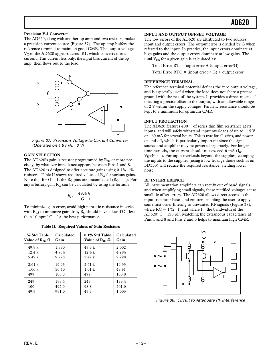 Ad620 | Analog Devices AD620 User Manual | Page 13 / 16