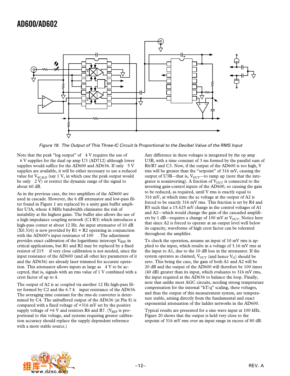 Rev. a –12, And hence v | Analog Devices AD602 User Manual | Page 12 / 20