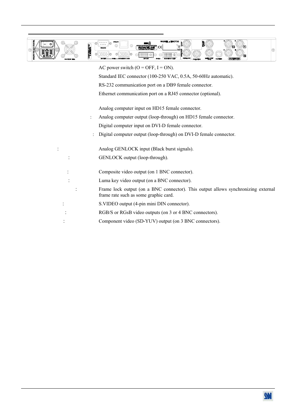 11. broad scan (bsc730) rear panel description | Analog Devices BHD930-AG User Manual | Page 14 / 45