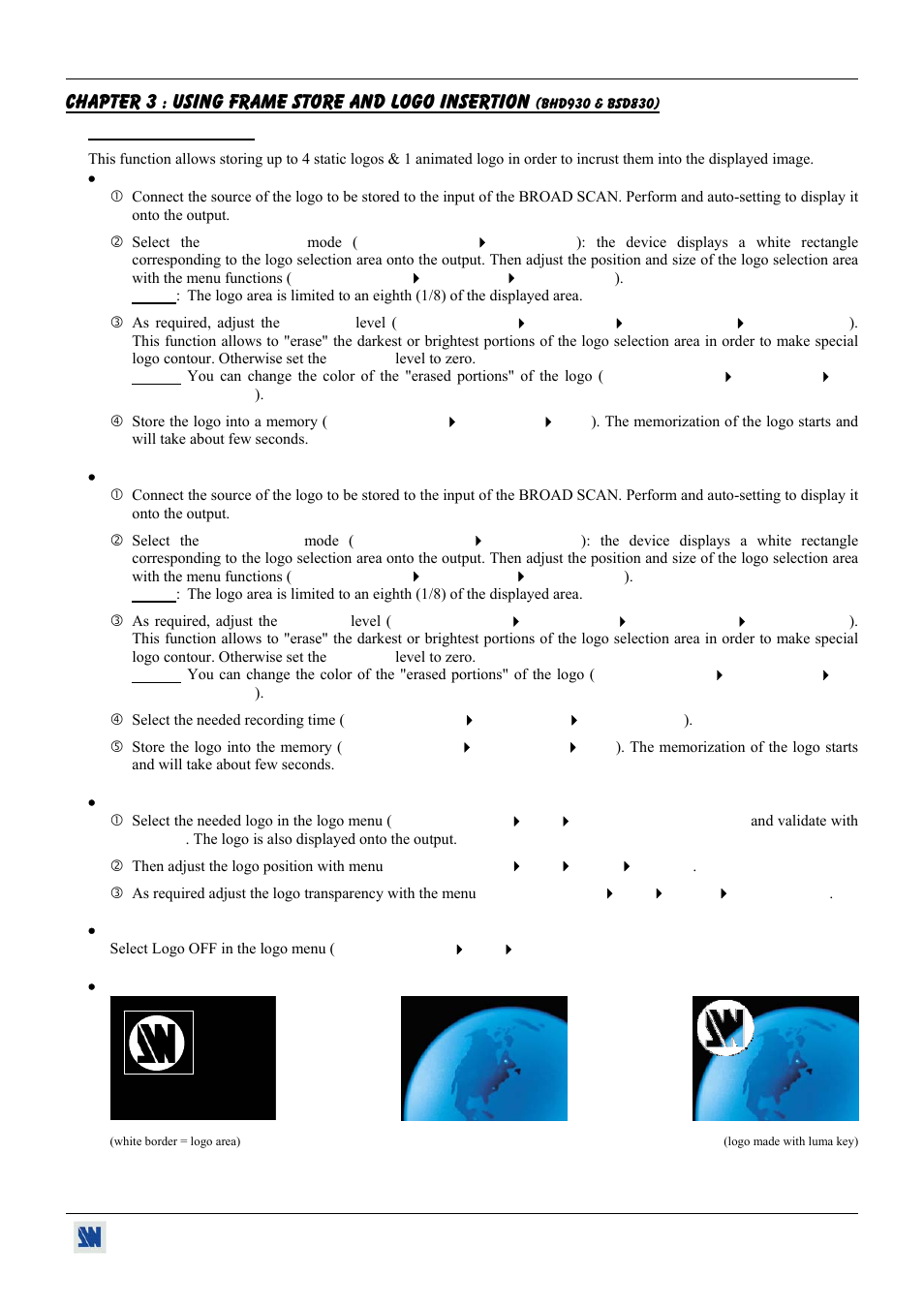 1. logo insertion, Chapter 3 : using frame store and logo insertion | Analog Devices BHD930-AG User Manual | Page 17 / 45