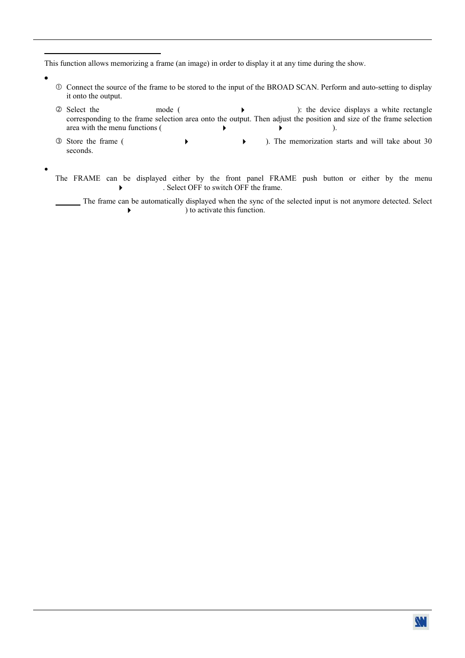 2. using the frame store | Analog Devices BHD930-AG User Manual | Page 18 / 45
