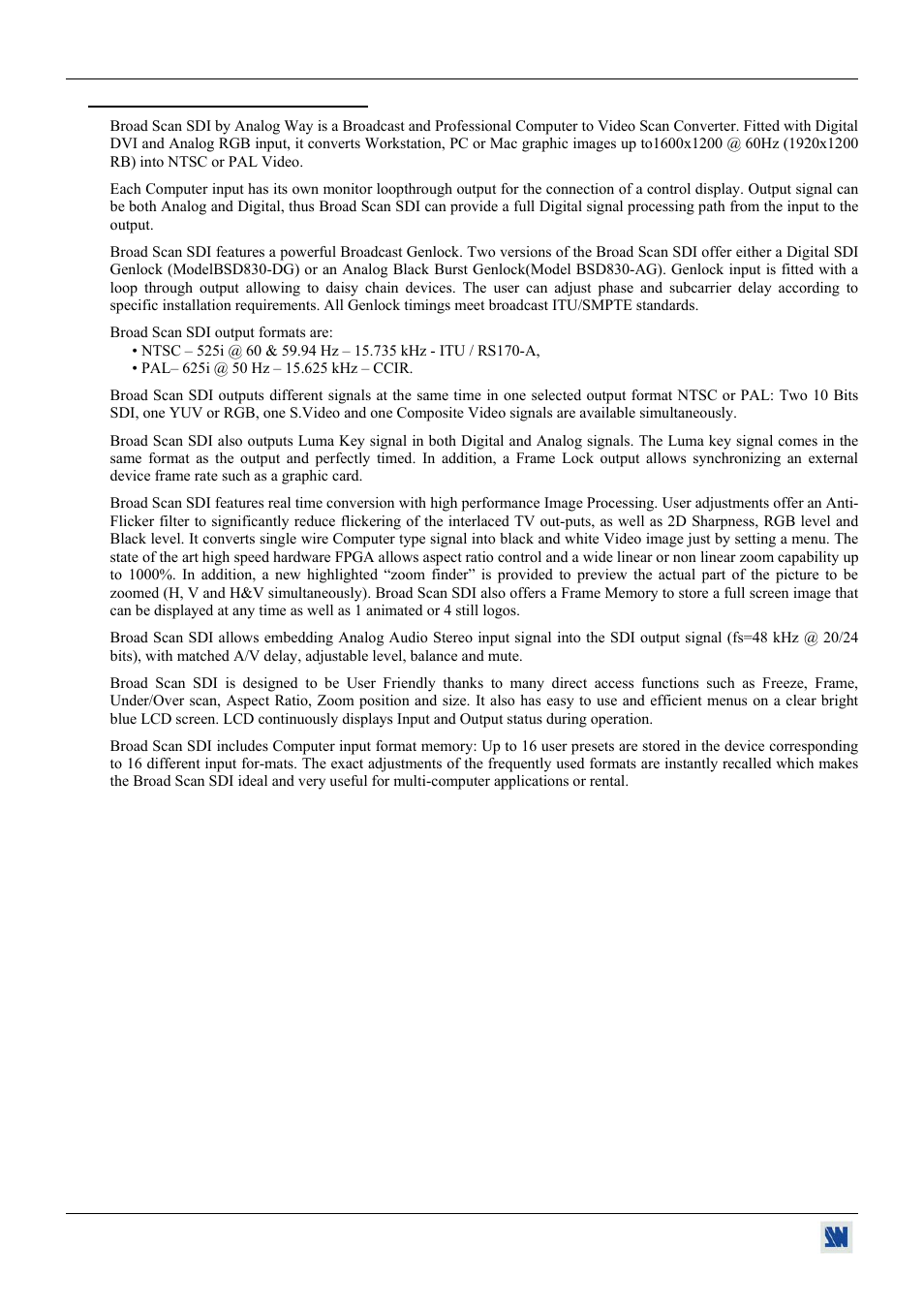 3. broad scan sdi information | Analog Devices BHD930-AG User Manual | Page 8 / 45
