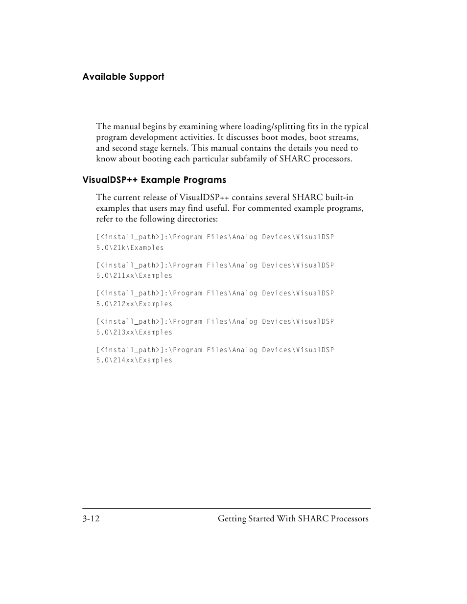 Visualdsp++ example programs -12 | Analog Devices SHARC Processors 82-003536-01 User Manual | Page 104 / 114