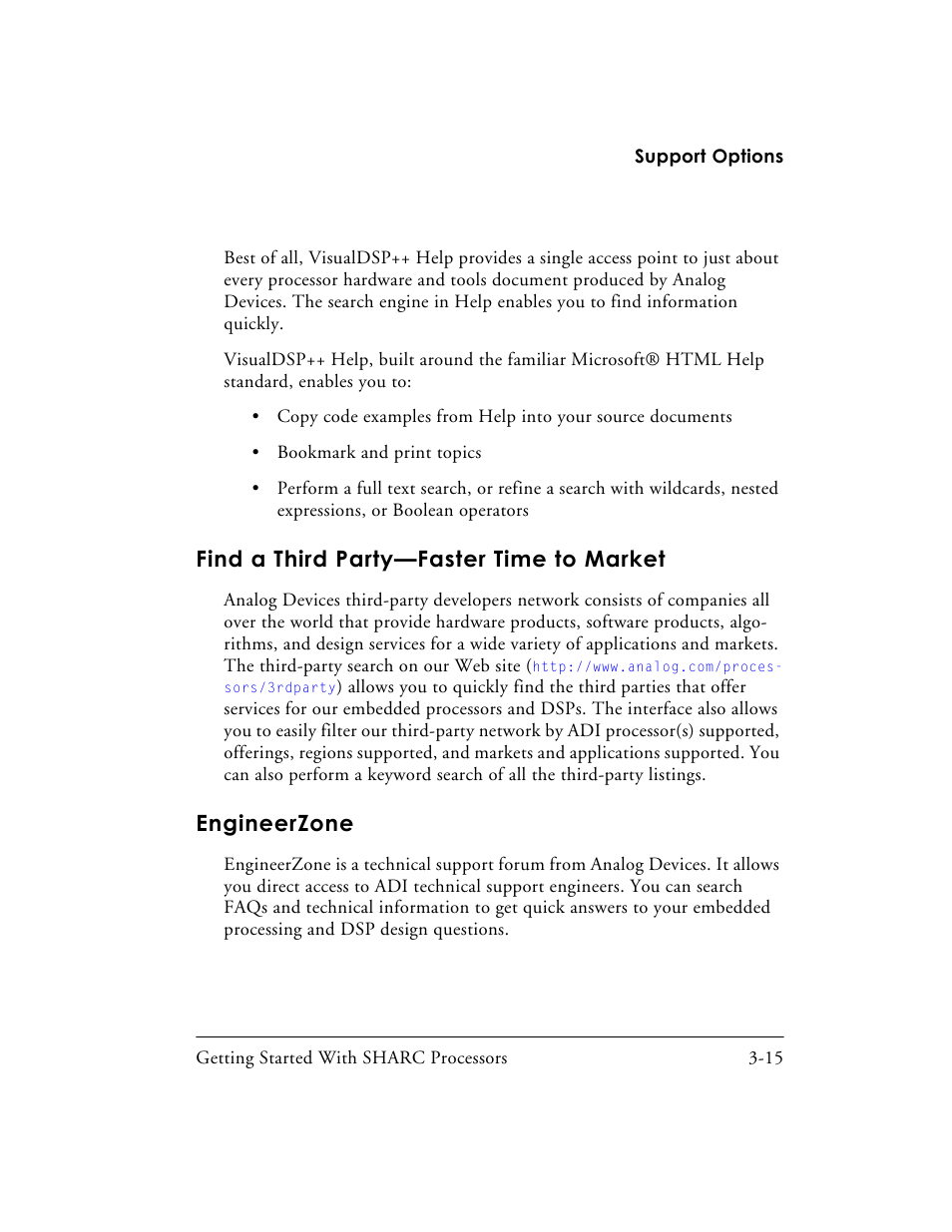 Find a third party-faster time to market, Engineerzone, Find a third party—faster time to market -15 | Engineerzone -15, Find a third party—faster time to market | Analog Devices SHARC Processors 82-003536-01 User Manual | Page 107 / 114