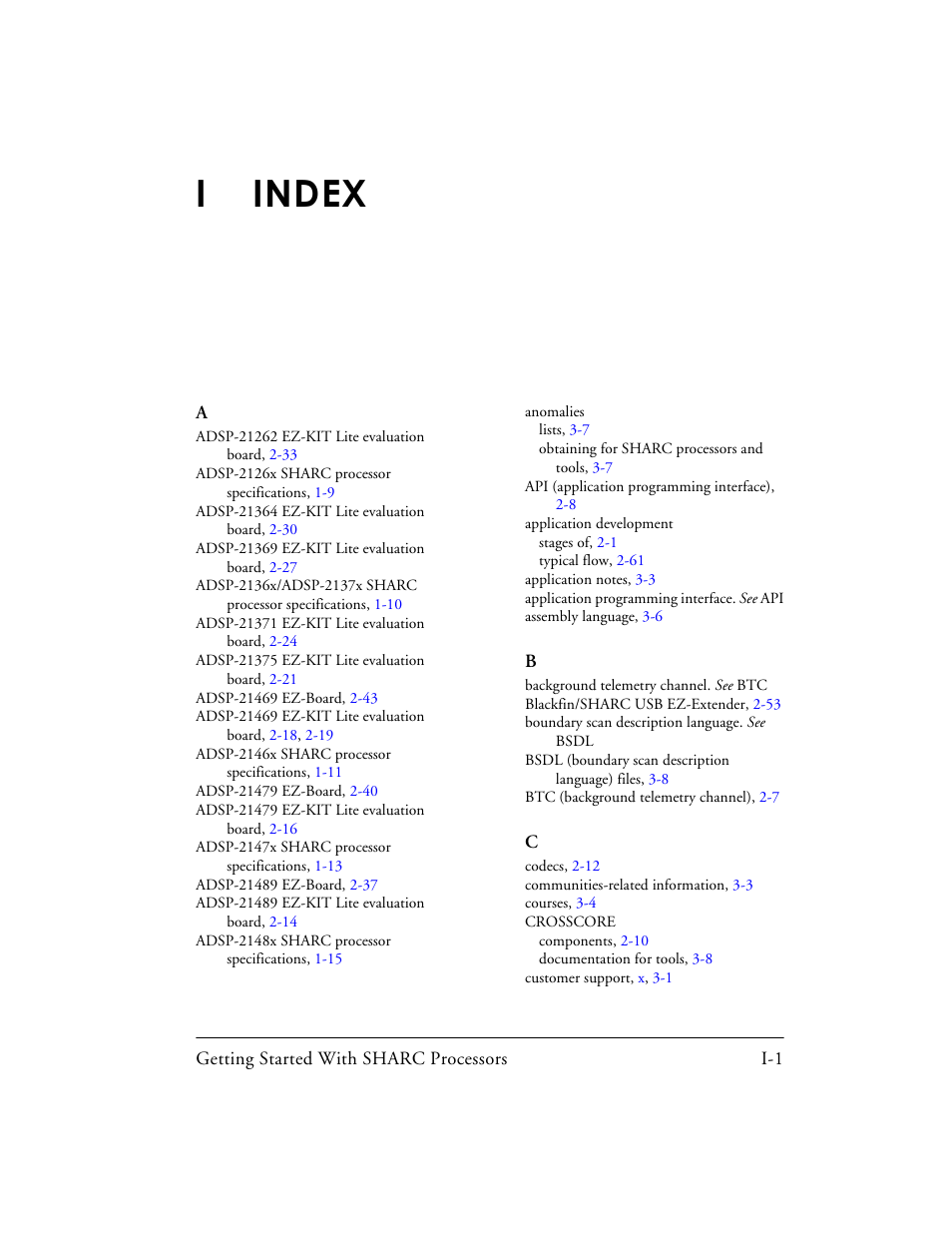 I index, Index, Iindex | Analog Devices SHARC Processors 82-003536-01 User Manual | Page 109 / 114