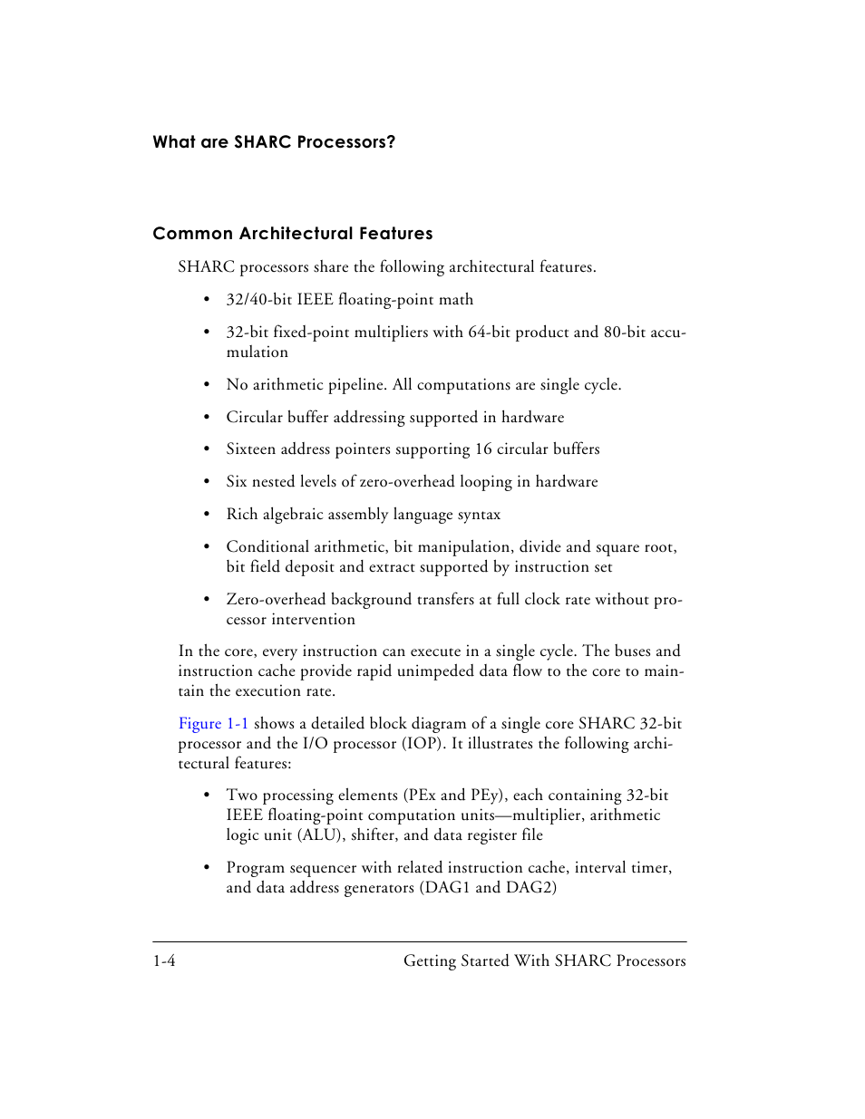 Common architectural features, Common architectural features -4 | Analog Devices SHARC Processors 82-003536-01 User Manual | Page 18 / 114