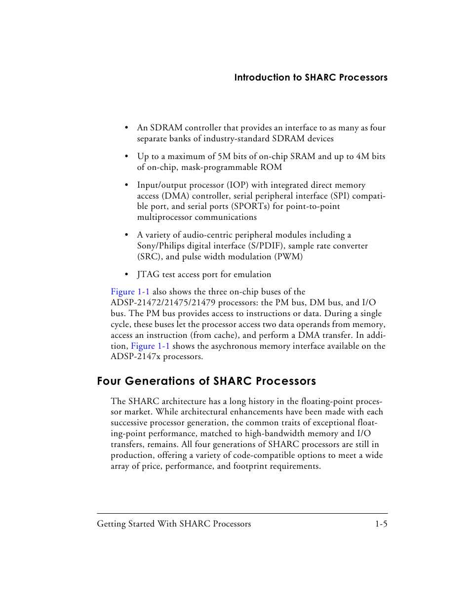 Four generations of sharc processors, Four generations of sharc processors -5 | Analog Devices SHARC Processors 82-003536-01 User Manual | Page 19 / 114
