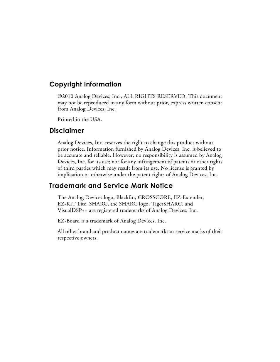 Analog Devices SHARC Processors 82-003536-01 User Manual | Page 2 / 114