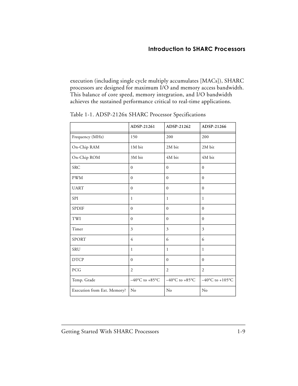 Table 1-1 | Analog Devices SHARC Processors 82-003536-01 User Manual | Page 23 / 114