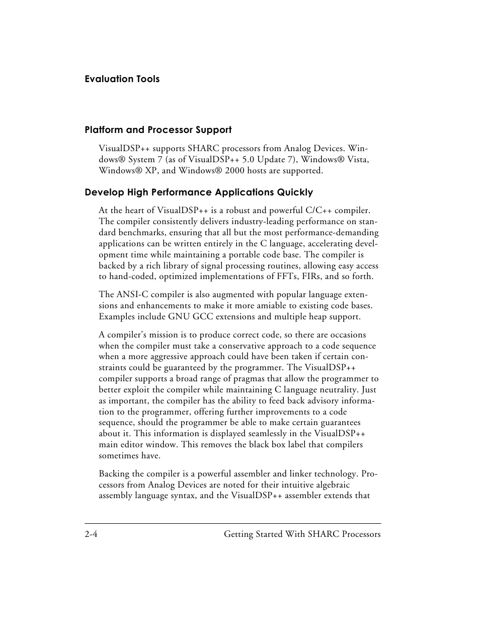 Platform and processor support -4 | Analog Devices SHARC Processors 82-003536-01 User Manual | Page 34 / 114