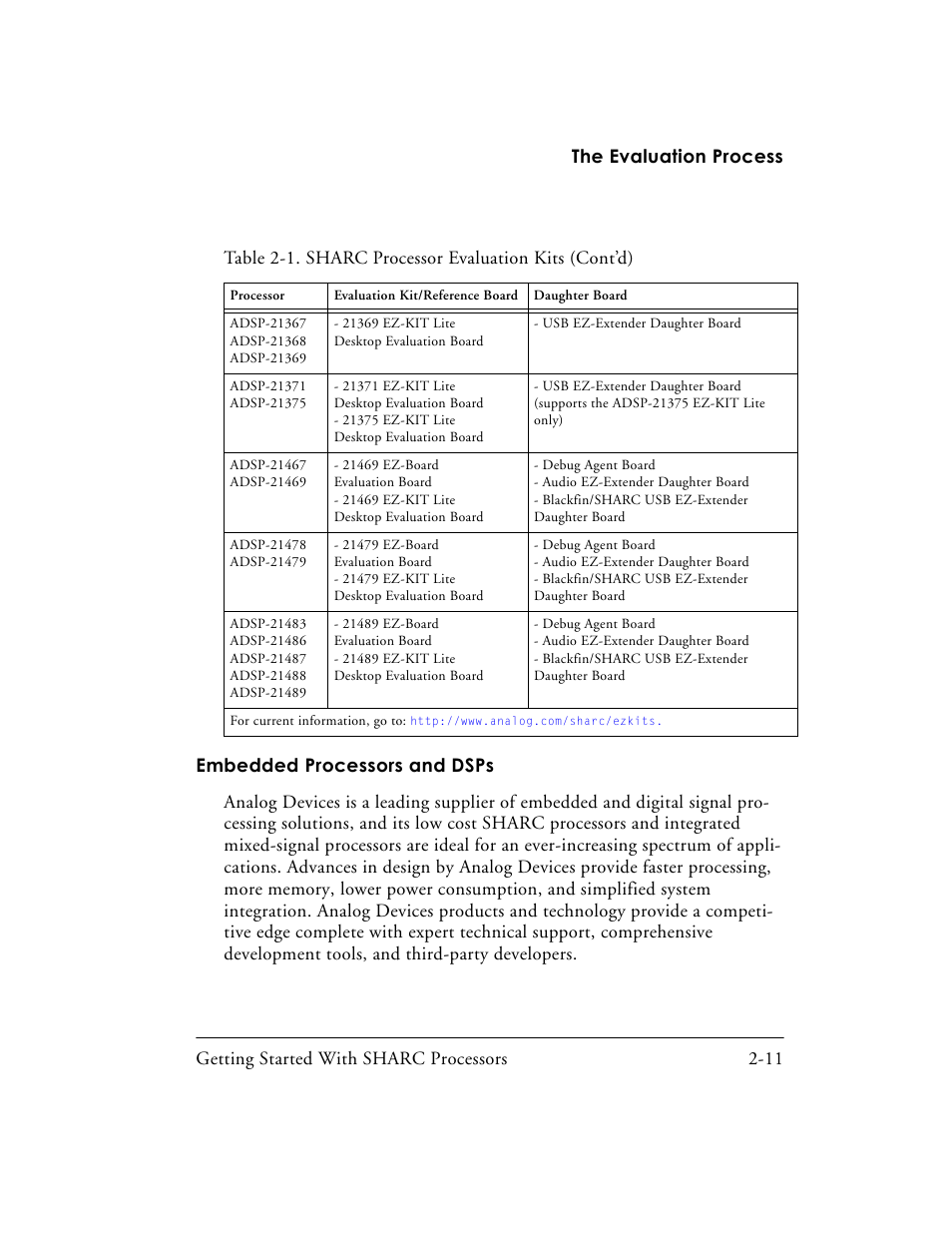 Embedded processors and dsps -11 | Analog Devices SHARC Processors 82-003536-01 User Manual | Page 41 / 114