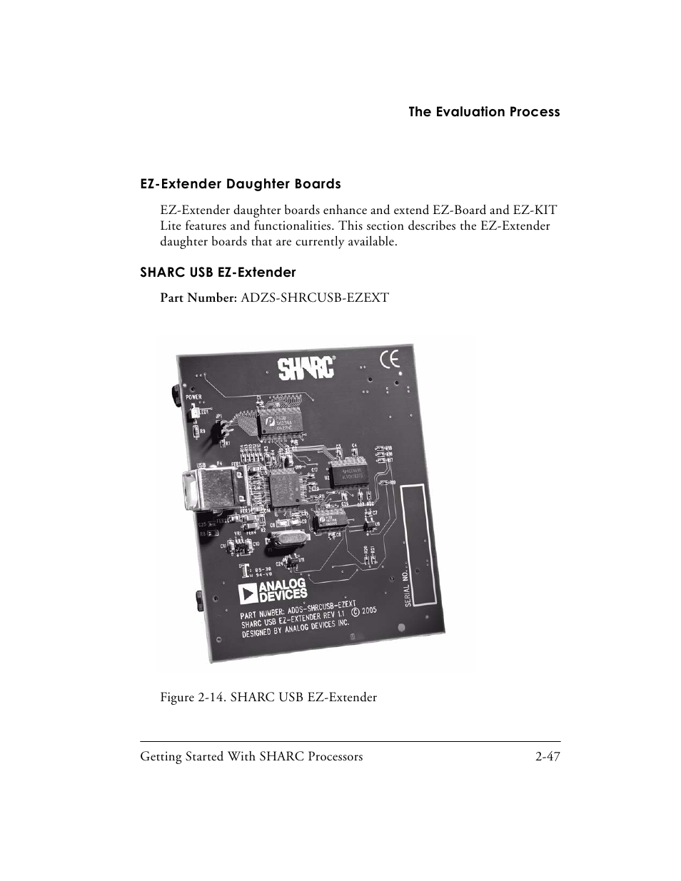 Ez-extender daughter boards -47, Sharc usb ez-extender -47 | Analog Devices SHARC Processors 82-003536-01 User Manual | Page 77 / 114