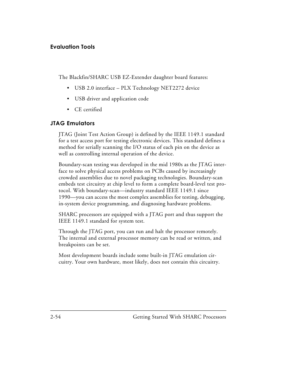 Jtag emulators, Jtag emulators -54 | Analog Devices SHARC Processors 82-003536-01 User Manual | Page 84 / 114