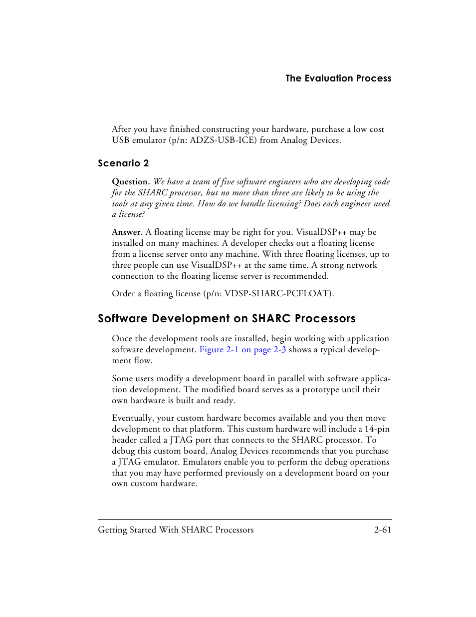 Scenario 2, Software development on sharc processors, Scenario 2 -61 | Software development on sharc processors -61, Agent connectivity only. refer to, Software development on sharc pro | Analog Devices SHARC Processors 82-003536-01 User Manual | Page 91 / 114