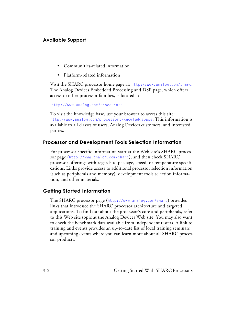 Getting started information, Getting started information -2 | Analog Devices SHARC Processors 82-003536-01 User Manual | Page 94 / 114