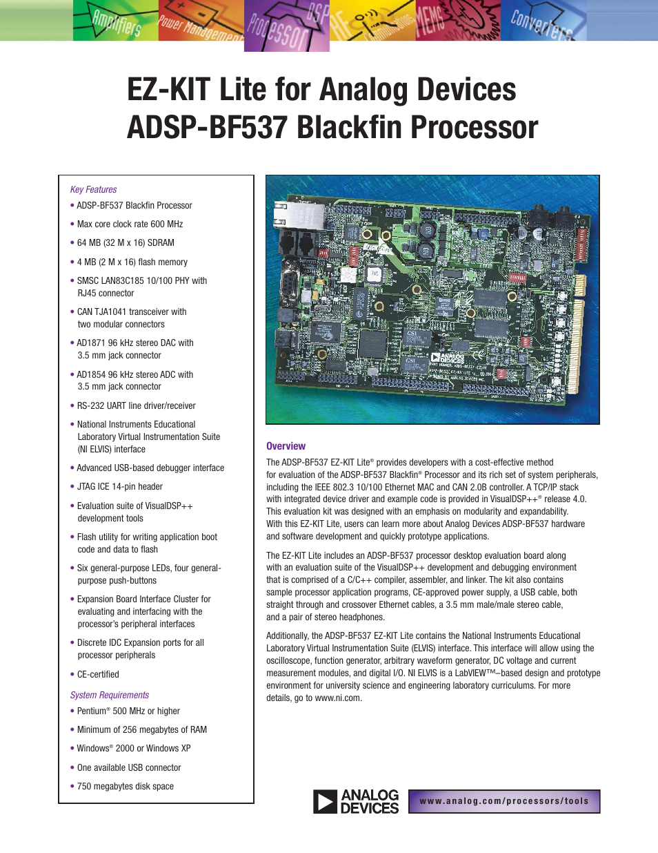 Analog Devices EZ-KIT Lite ADSP-BF537 User Manual | 2 pages