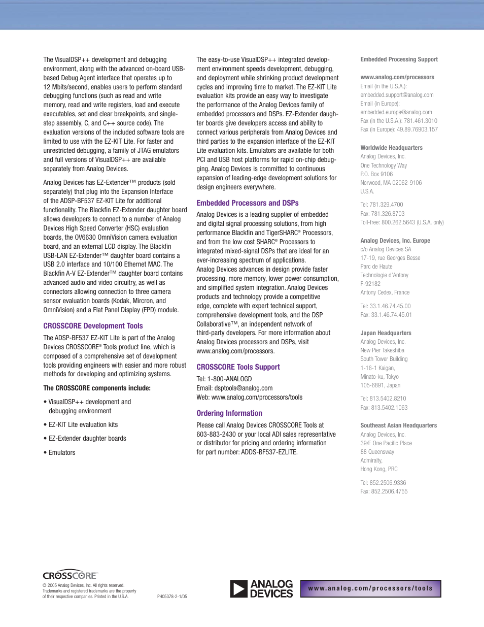 Analog Devices EZ-KIT Lite ADSP-BF537 User Manual | Page 2 / 2