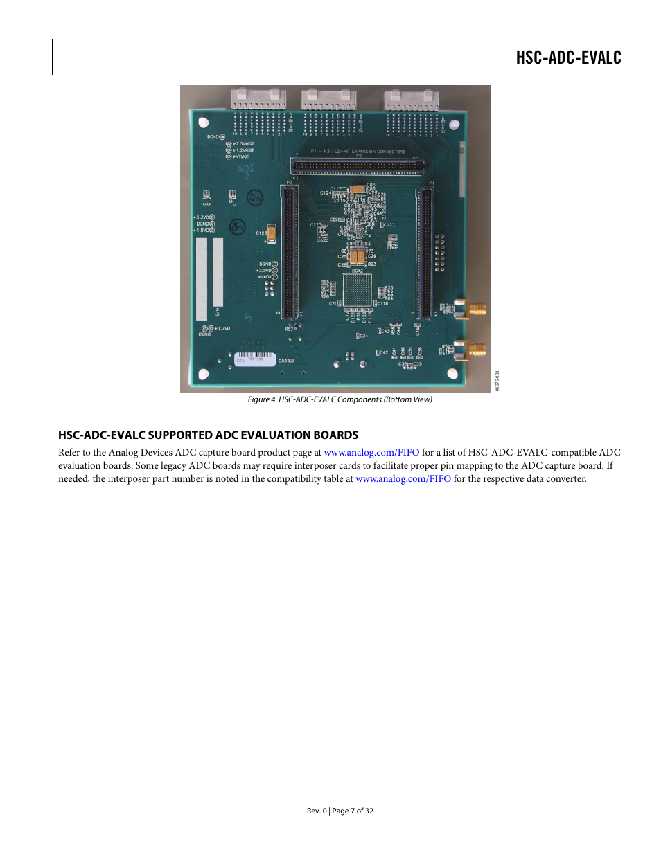Hsc-adc-evalc supported adc evaluation boards, Hsc-adc-evalc | Analog Devices HSC-ADC-EVALC User Manual | Page 7 / 32