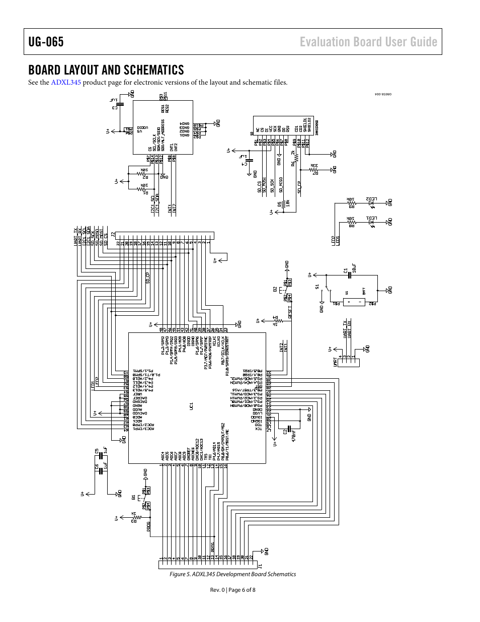 Ug-065 evaluation board user guide, Board layout and schematics | Analog Devices UG-065 User Manual | Page 6 / 8