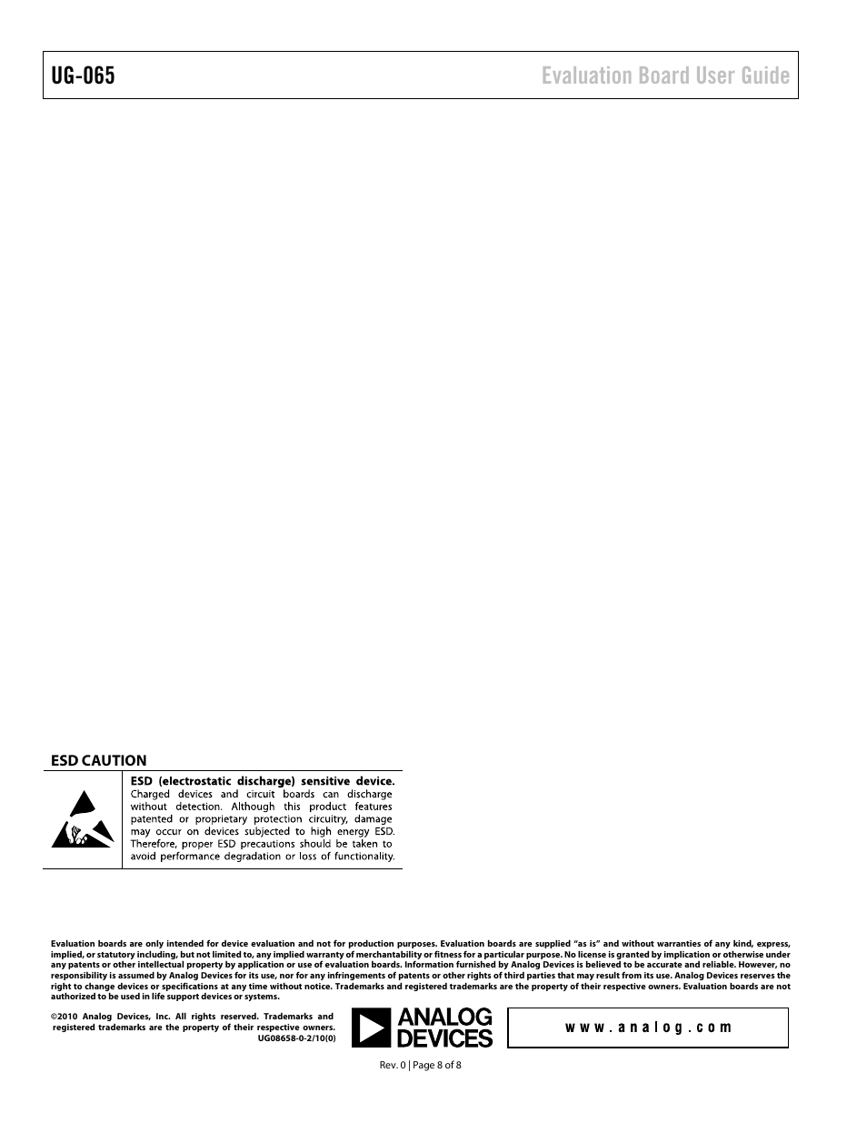 Ug-065 evaluation board user guide | Analog Devices UG-065 User Manual | Page 8 / 8