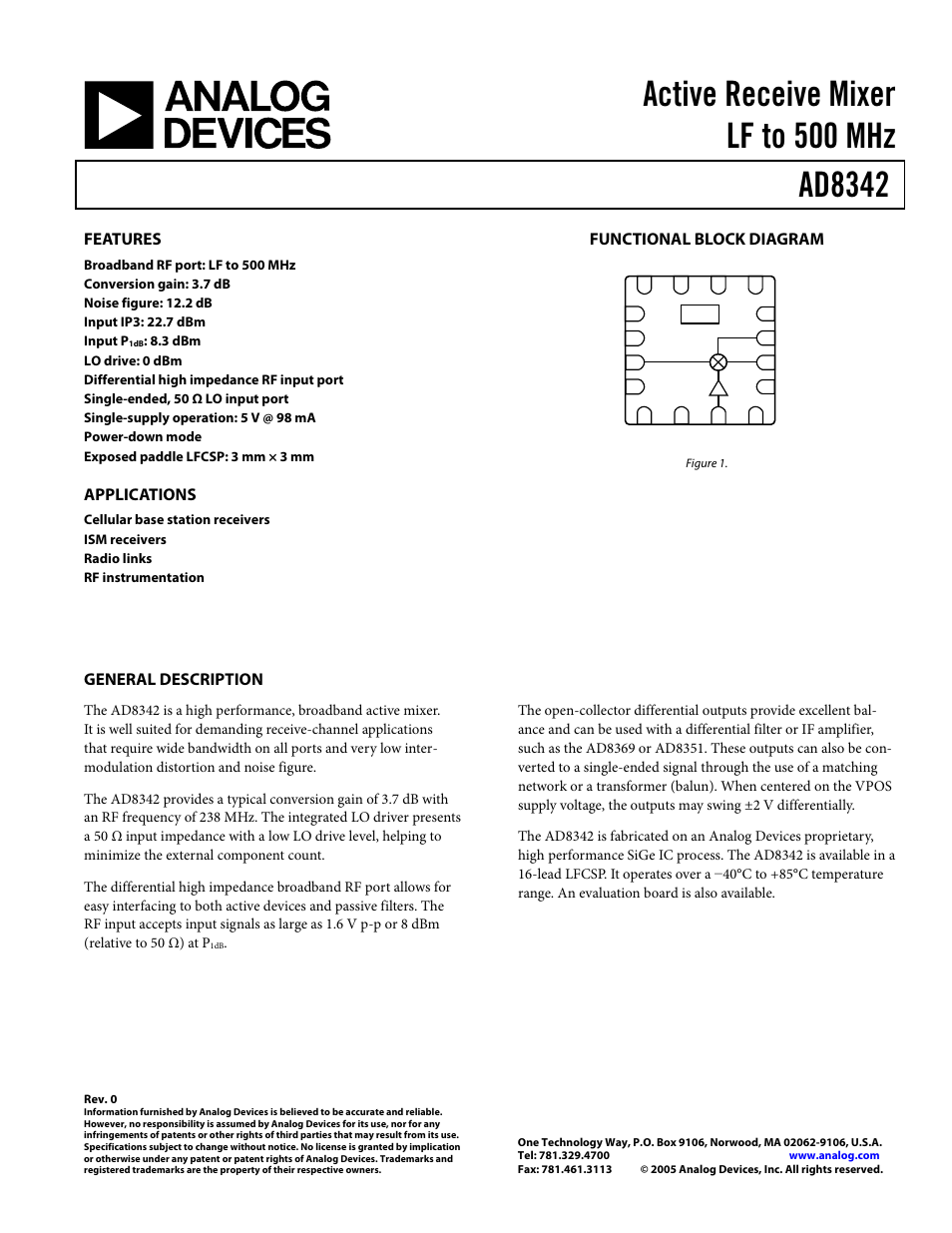 Analog Devices AD8342 User Manual | 20 pages