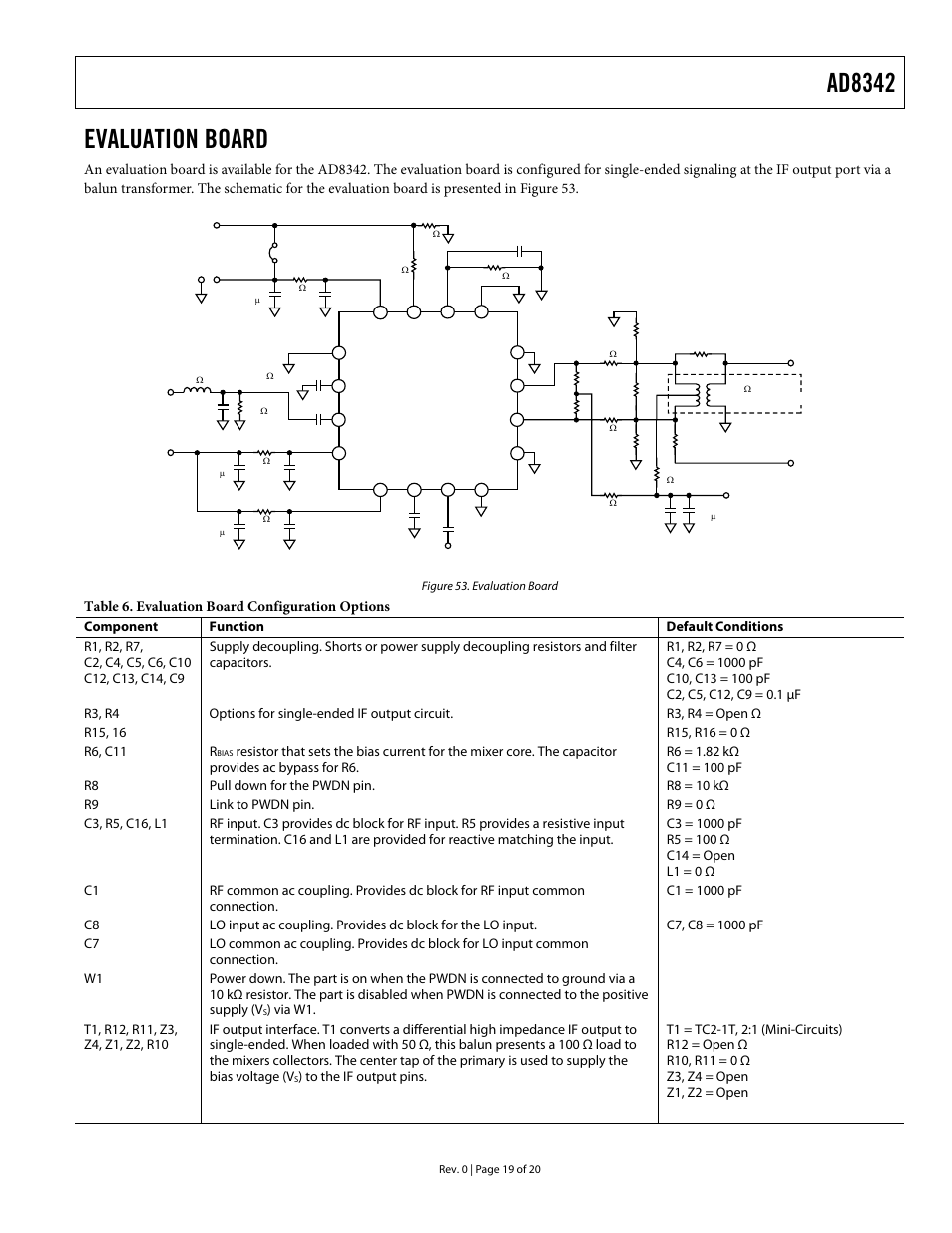 Evaluation board, Ad8342 | Analog Devices AD8342 User Manual | Page 19 / 20