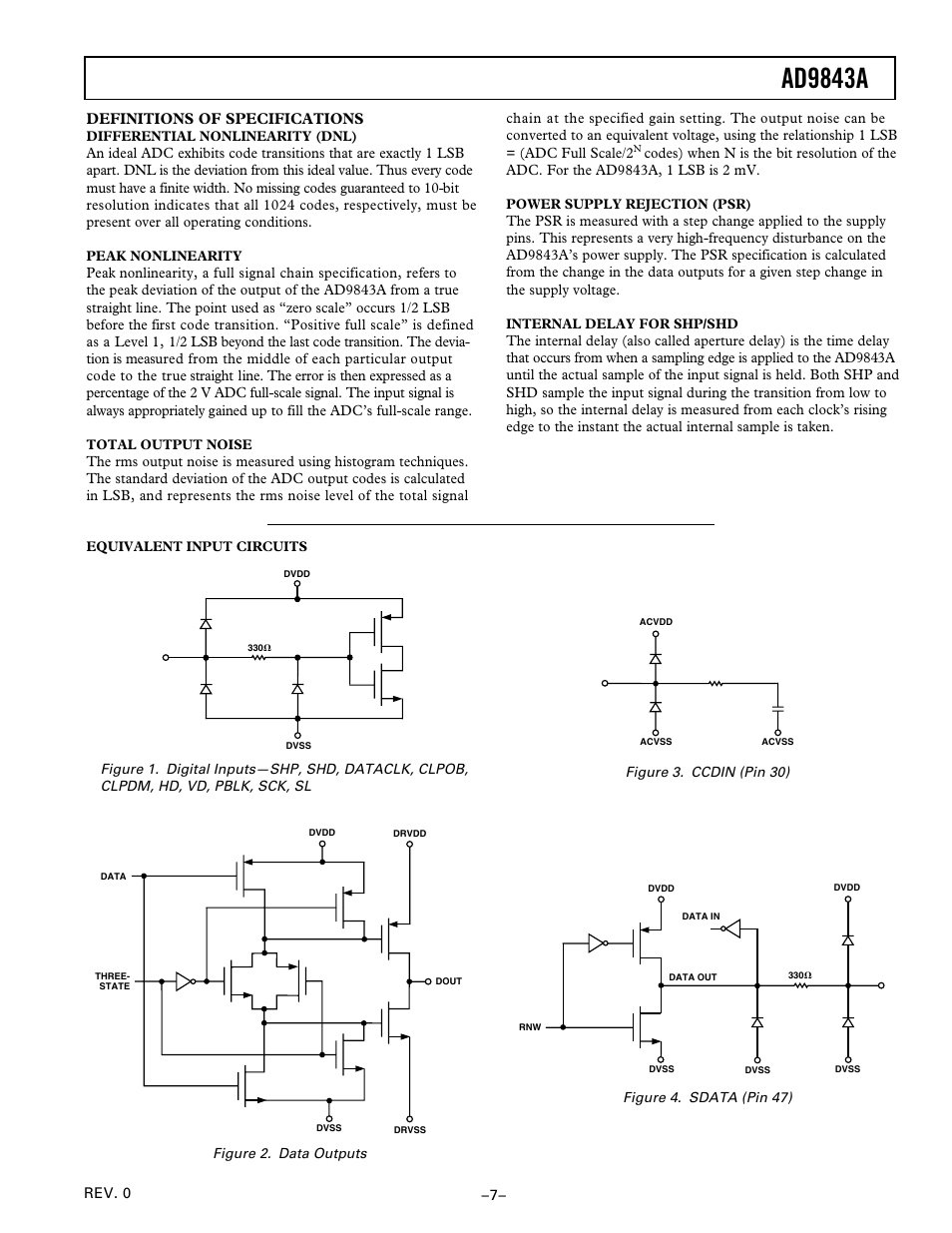 Ad9843a, Definitions of specifications | Analog Devices AD9843A User Manual | Page 7 / 16