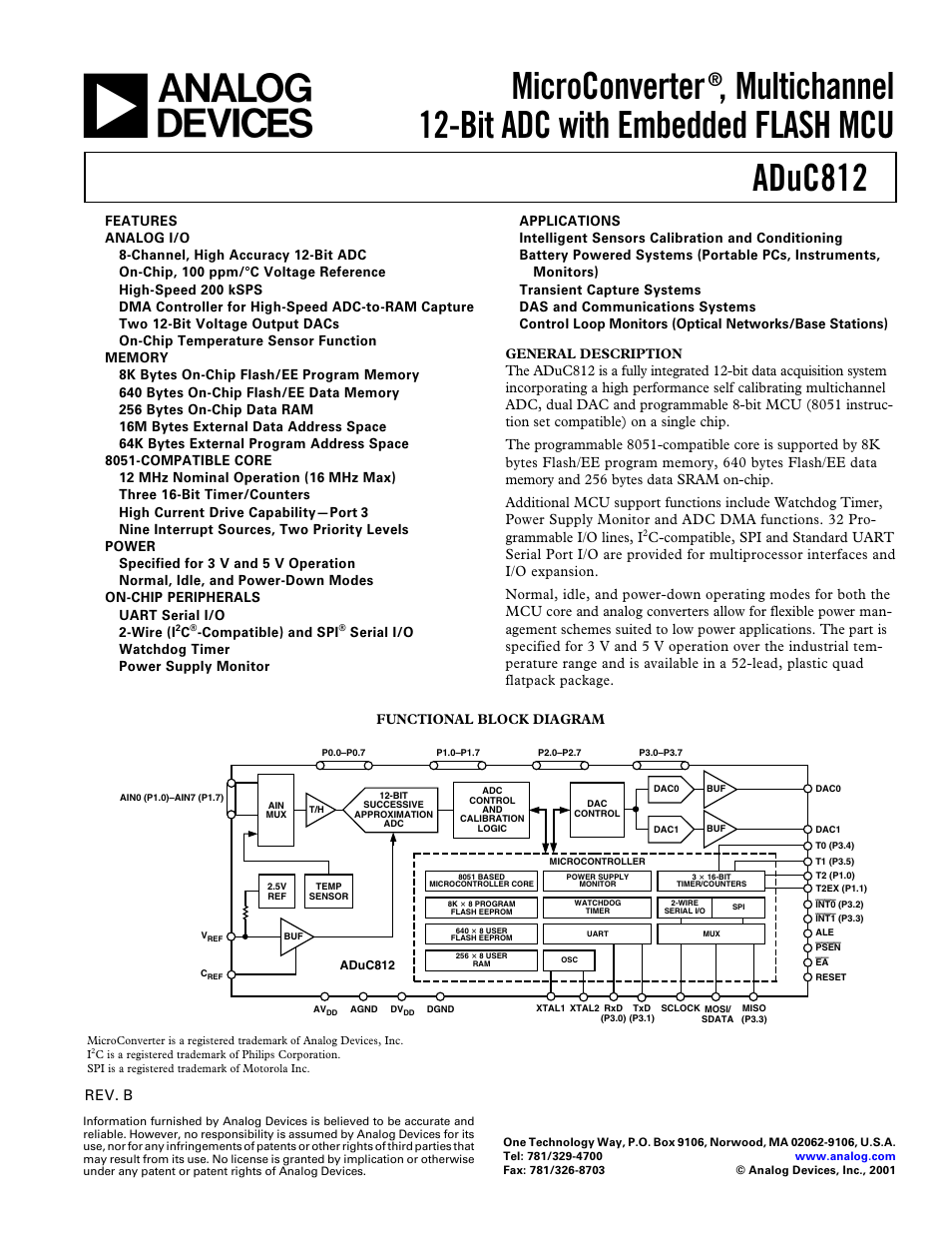 Analog Devices ADuC812 User Manual | 56 pages